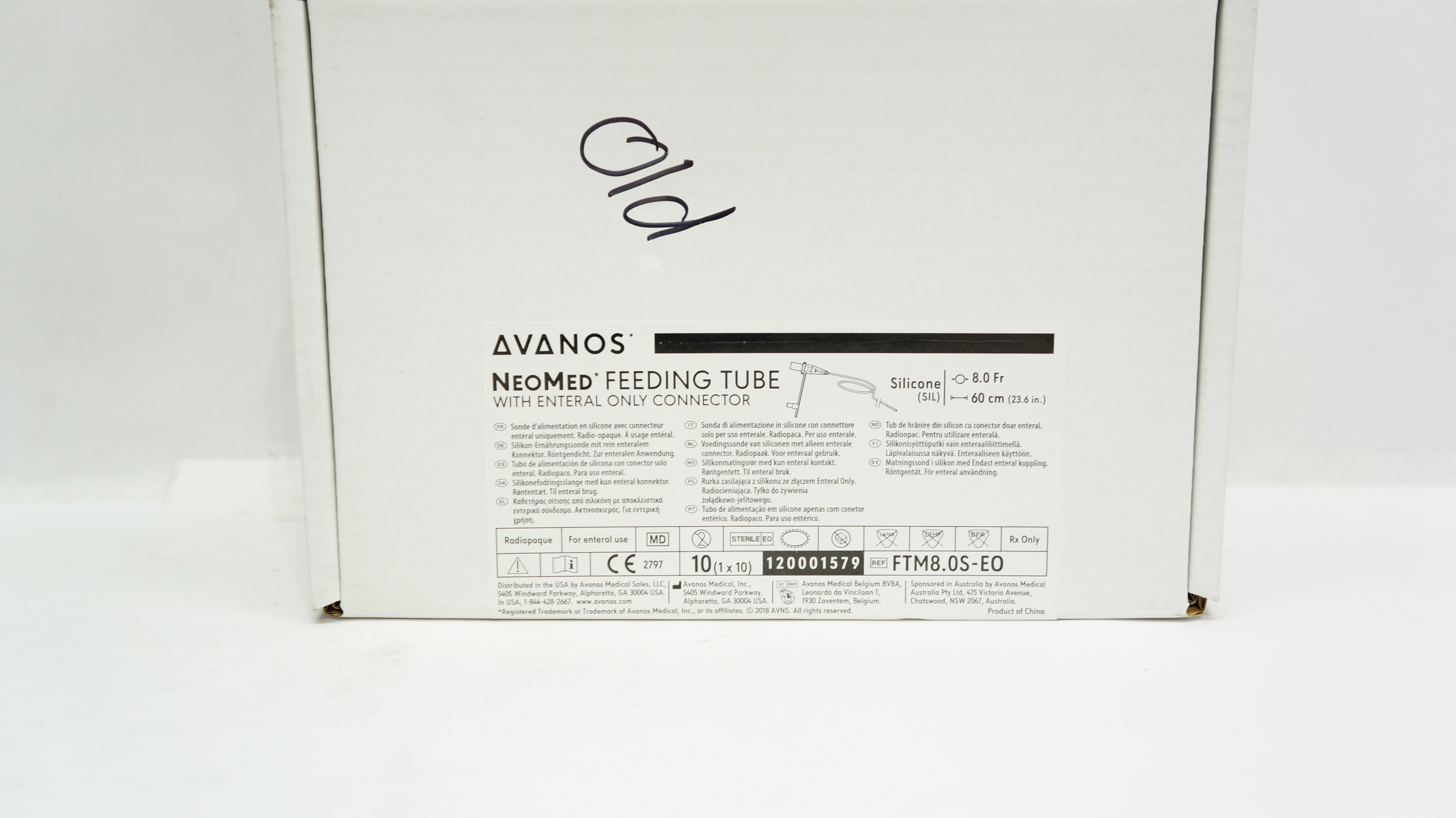 Avanos FTM8.0S-EO NeoMed Radiopaque Enteral Feeding Tube 8.0Fr x 23.6inch