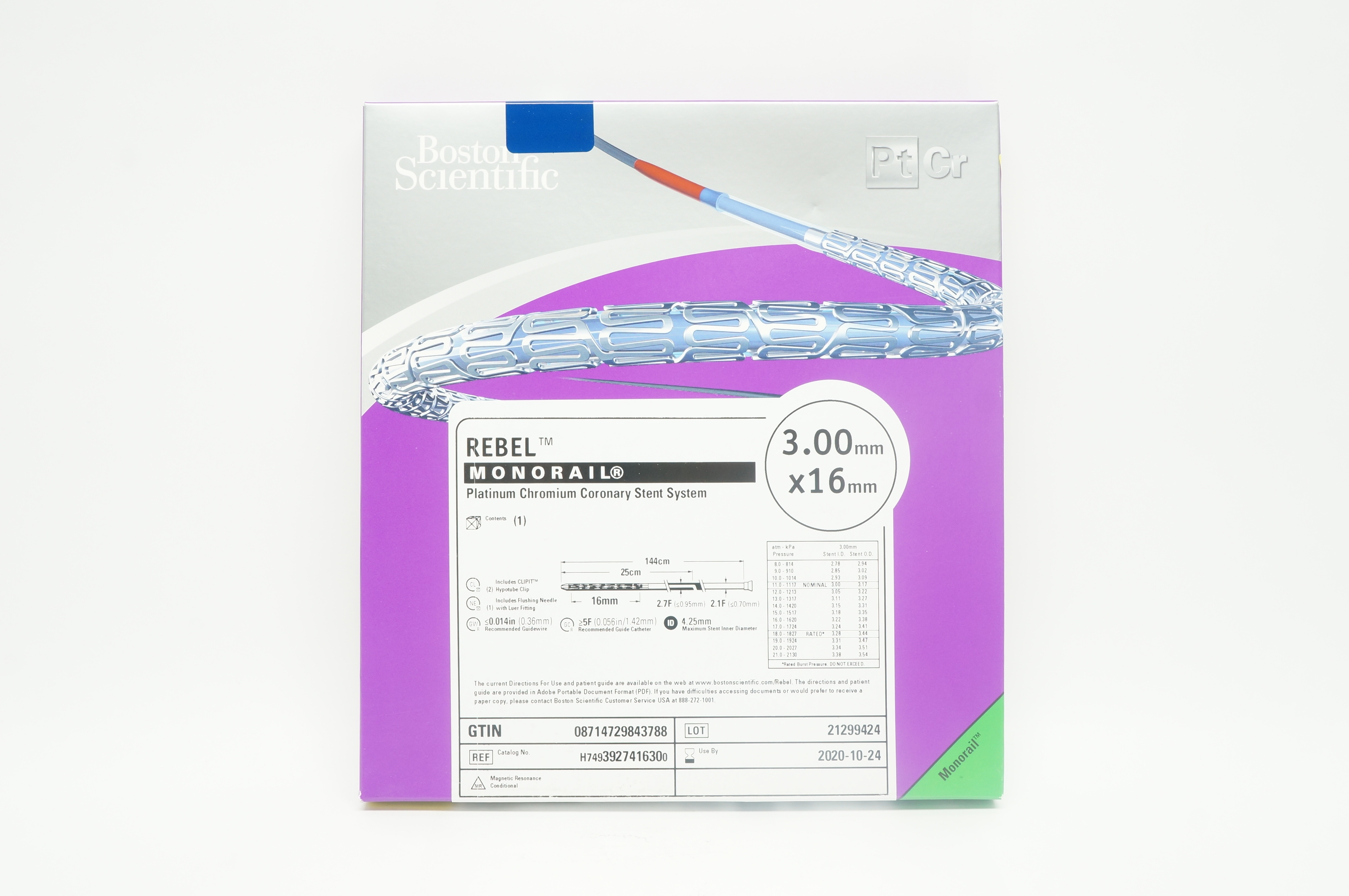 Boston Scientific H7493927416300 Rebel Monorail Stnt System 3.00mm x 16mm (x)