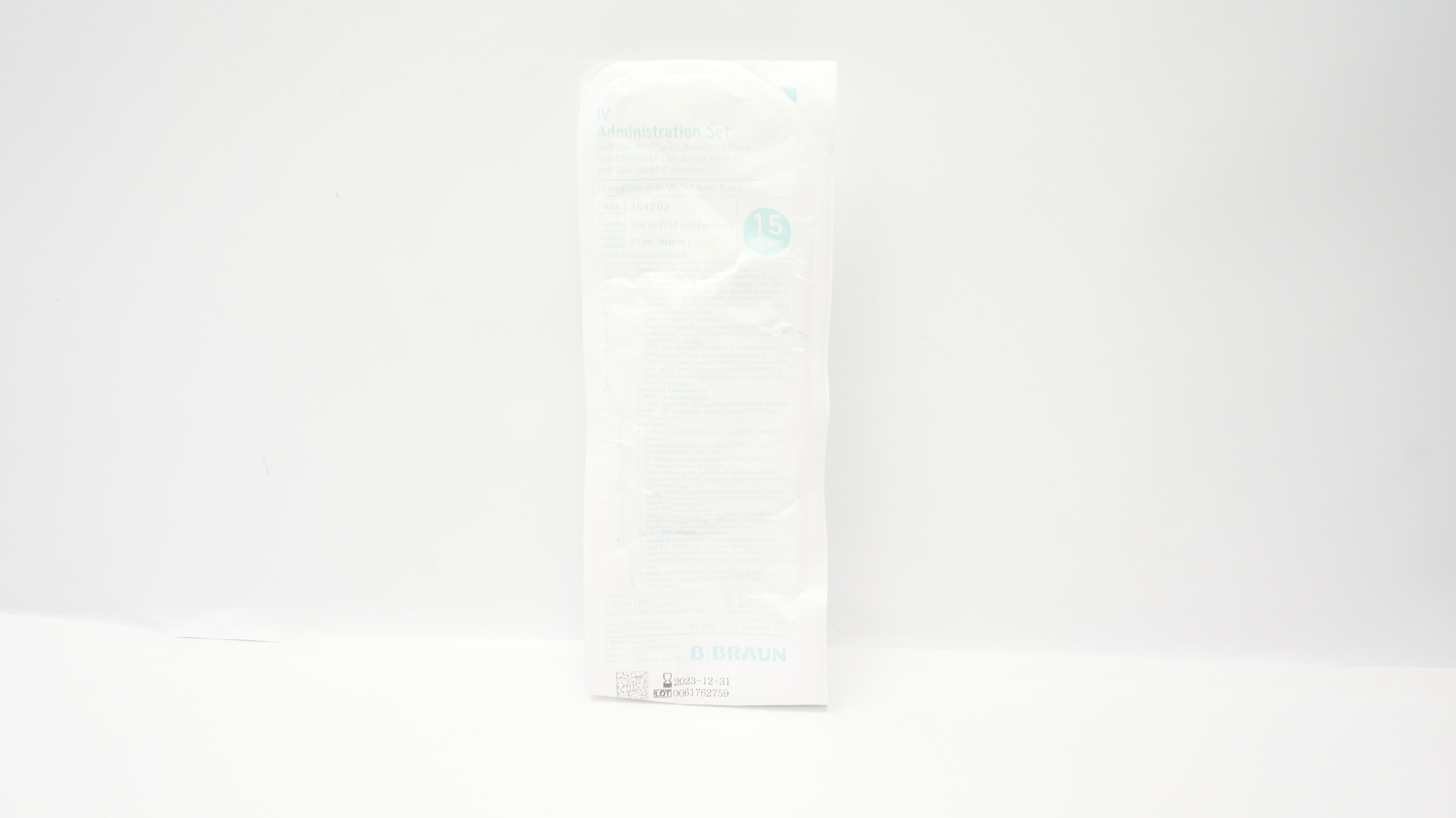 Braun 354203 IV Administration Set 15 Drops/mL 20ml x 104inch (Approx.) (x)