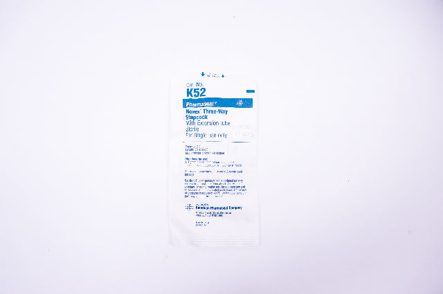 Pharmaseal K52 Novex Three-Way Stopcock With Extension Tube, 2.3mL, Length 20in.