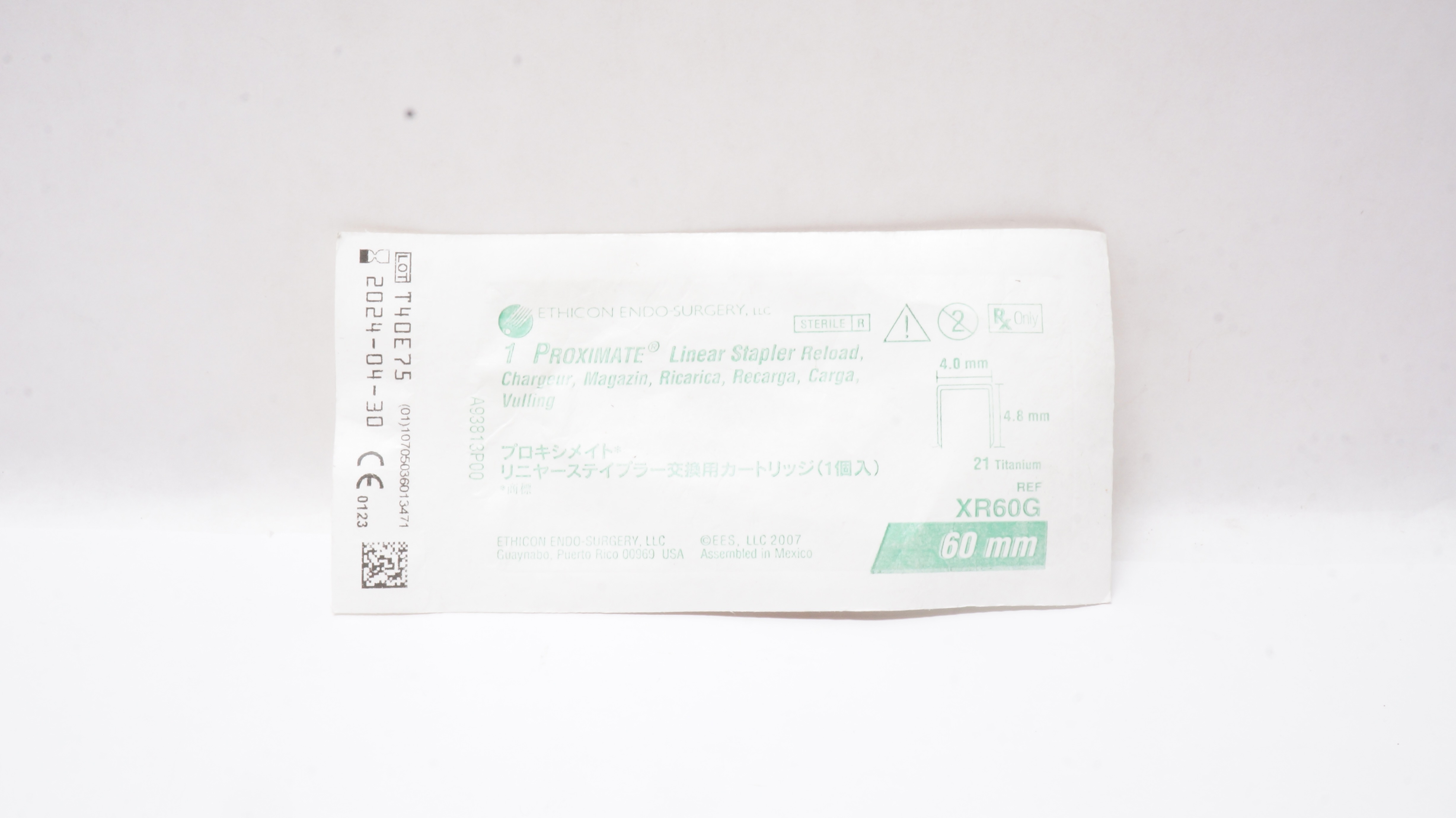 Ethicon XR60G Proximate Linear Stapler Reload 21 Titanium 60mm 4.0 x 4.8mm