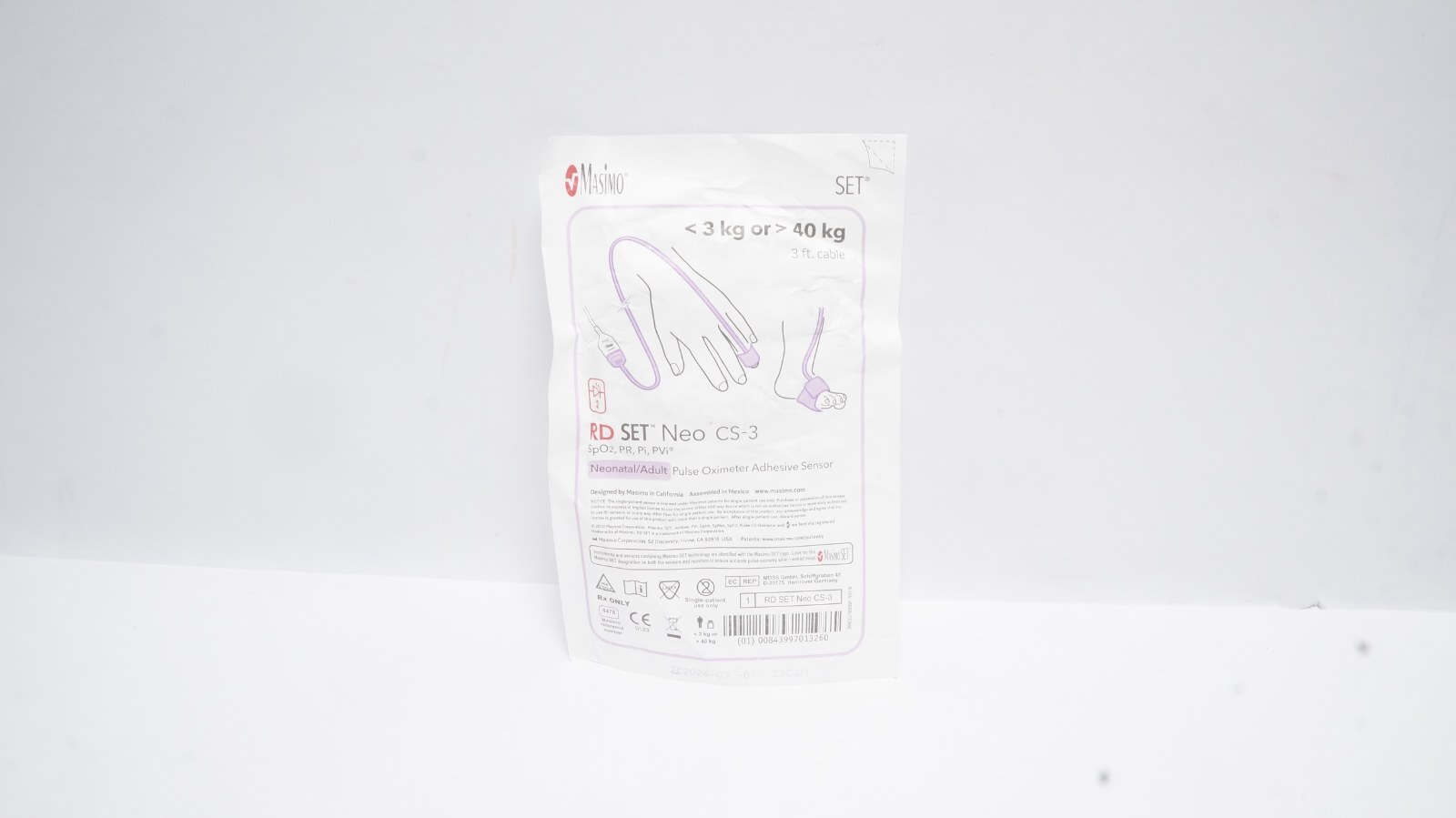 Masimo 4478 RD SET Neo CS-3 Pulse Oximeter Sensor <3kg/>40kg