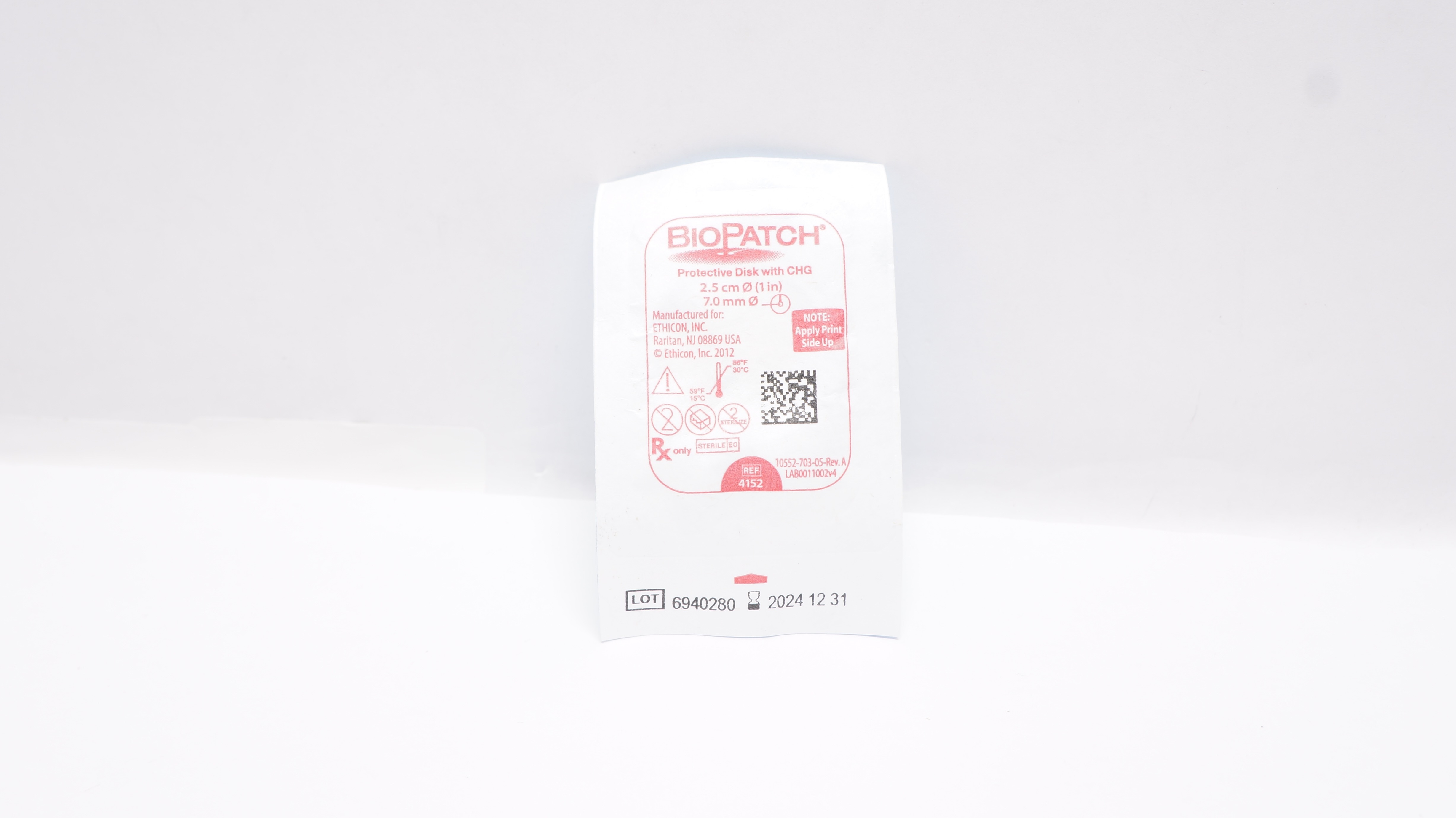 Ethicon 4152 BioPatch Protective Disk with GHG 1inch x 7.0mm
