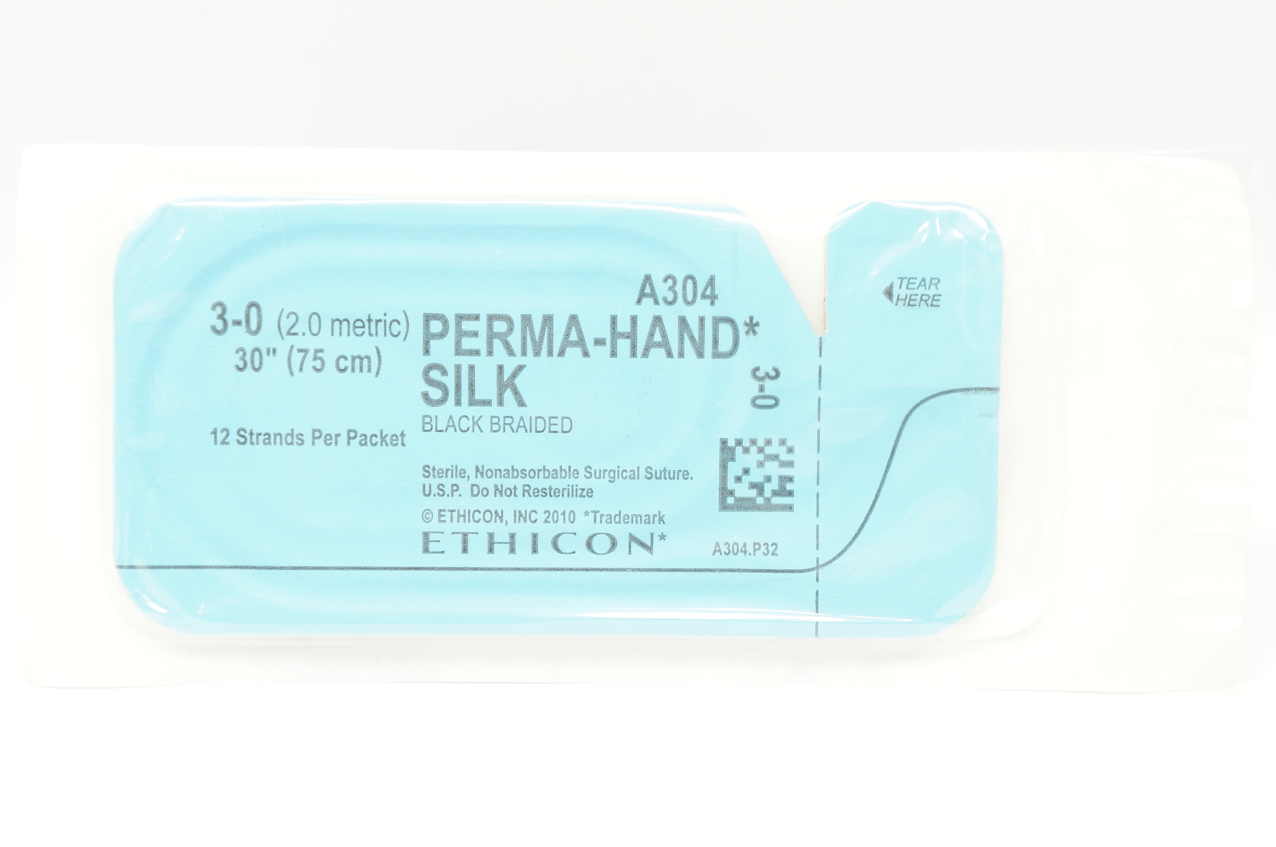Ethicon A304 3-0 Perma-Hand Silk Black Braided Surgical Stre 30 inch