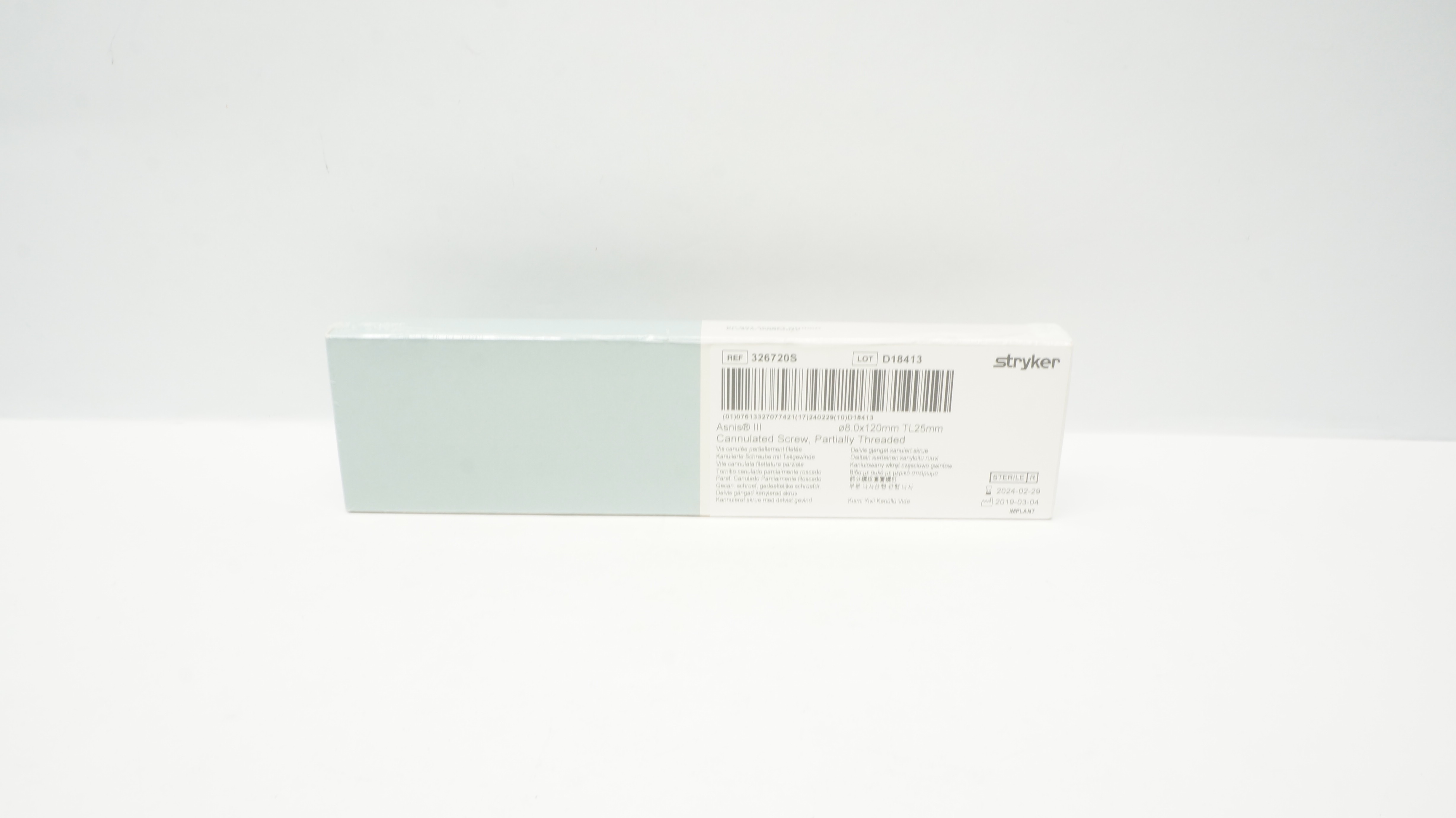 Stryker 326720S Asnis III Cannulated Screw 8.0 x 120mm, TL 25mm (x)