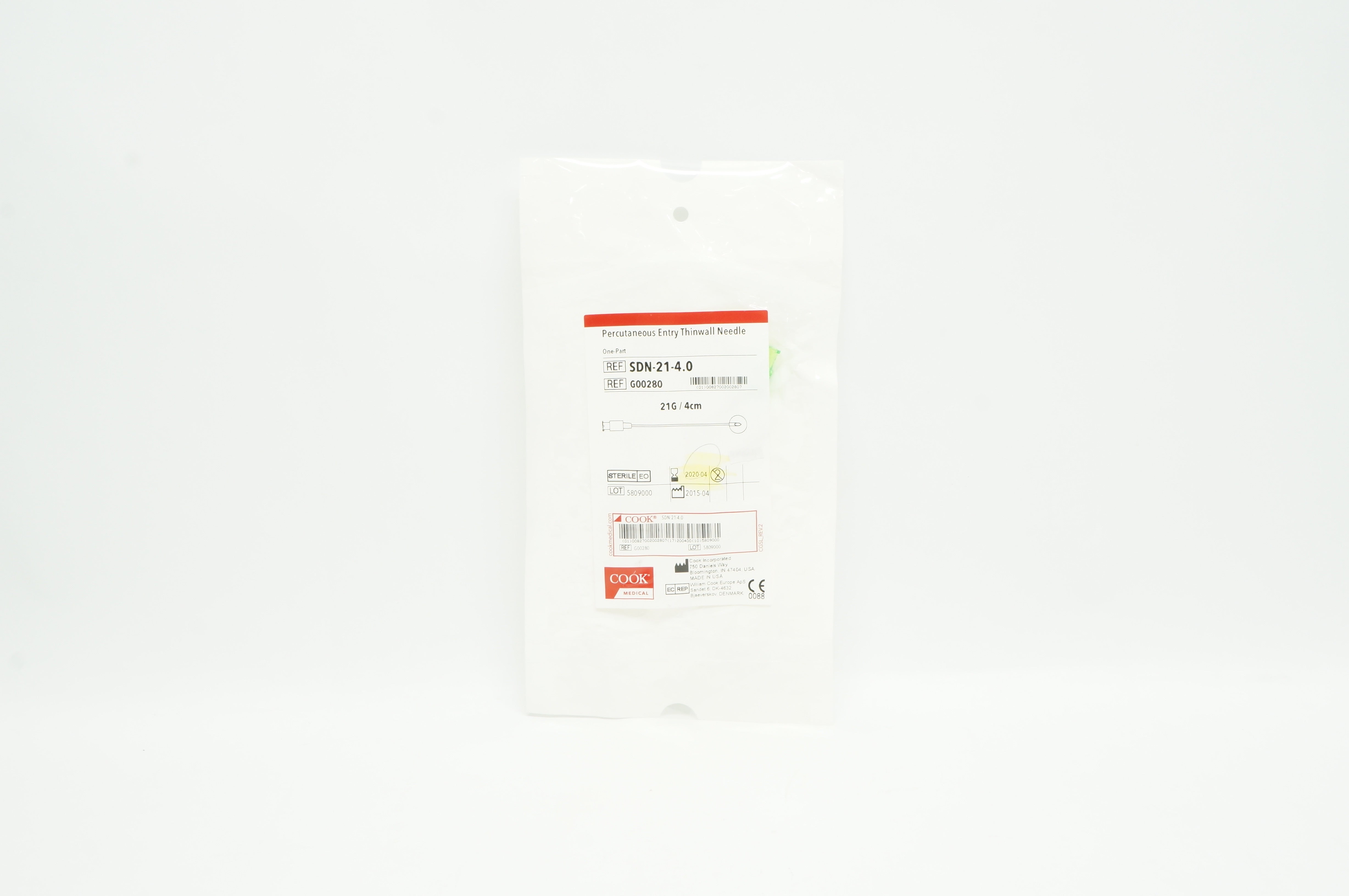 Cook Medical G00280 Percutaneous Entry Thinwall Ndle 21G / 4cm (x)