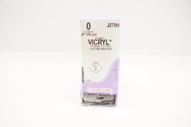 Ethicon J270H 0 VICRYL, CT-2, 26mm 1/2c Taper, 27inch - Box of 31