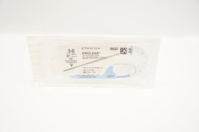 Ethicon 8622 3-0 PROLENE Suture. KS 60mm Reverse Cutting 30inch (x)
