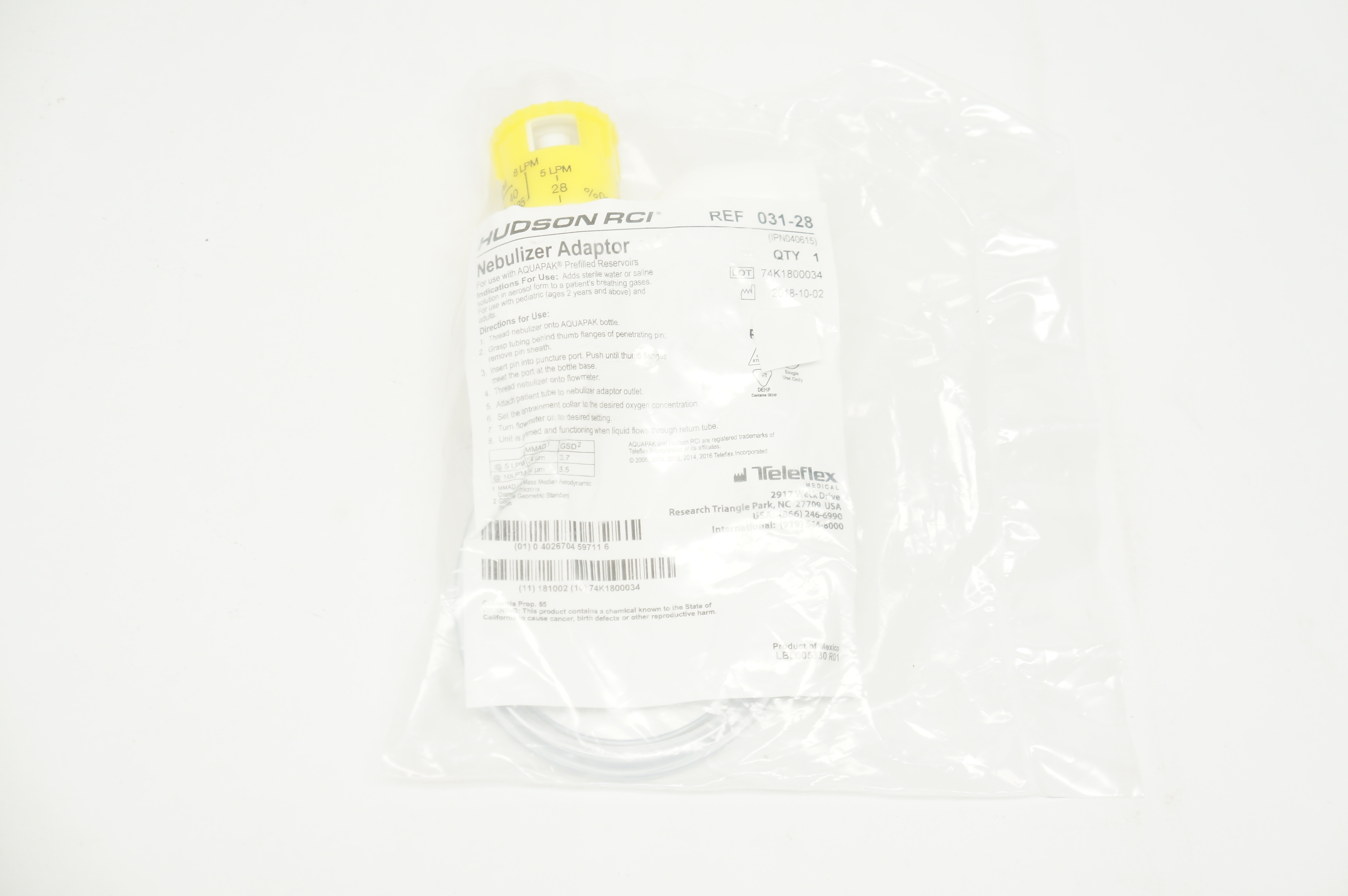 Teleflex 031-28 Hudson RCI Nebulizer Adaptor