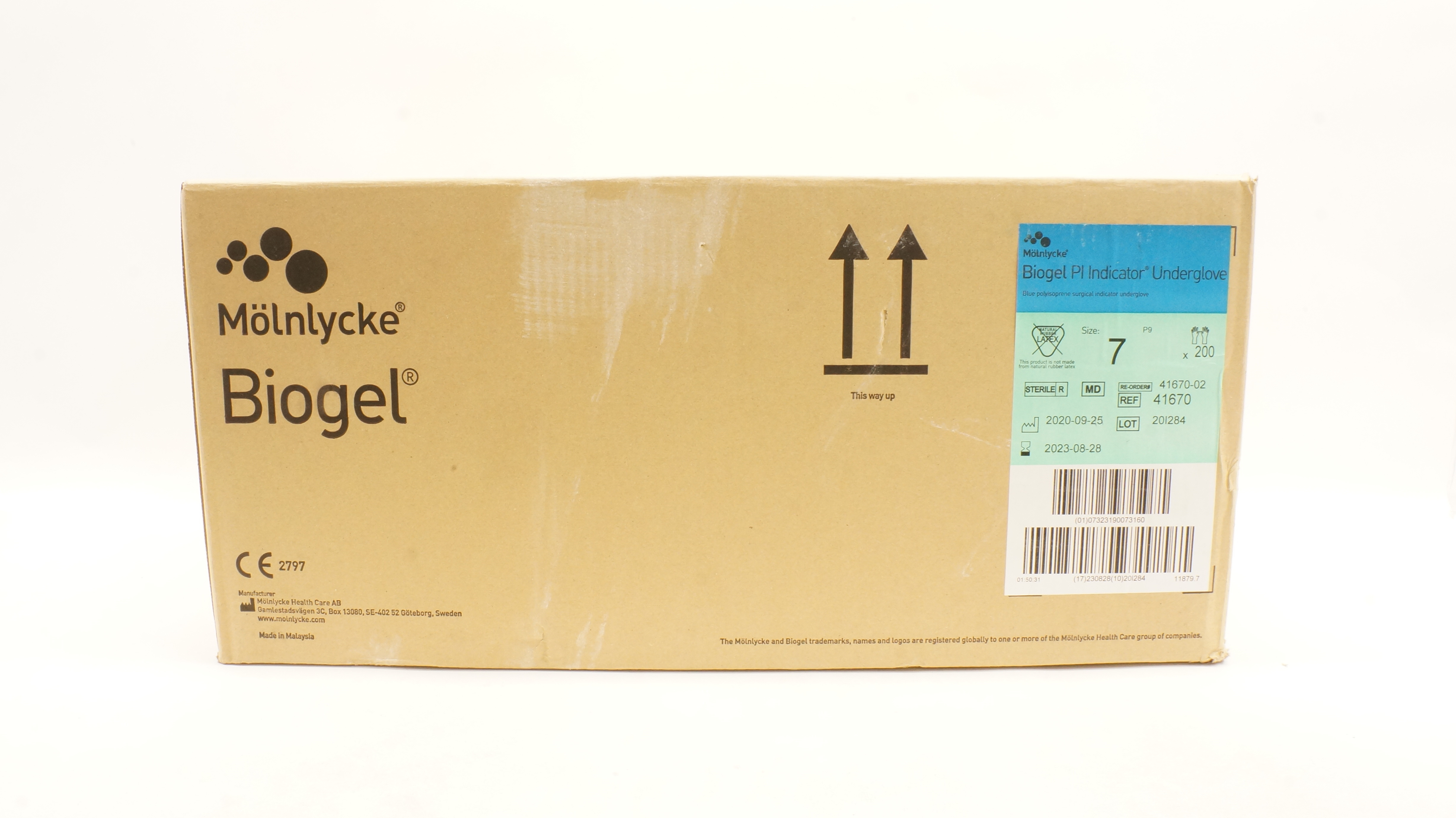 Molnlycke Healthcare 41670 Biogel Pl Indicator Surgical Underglove Size 7 - Box of 200