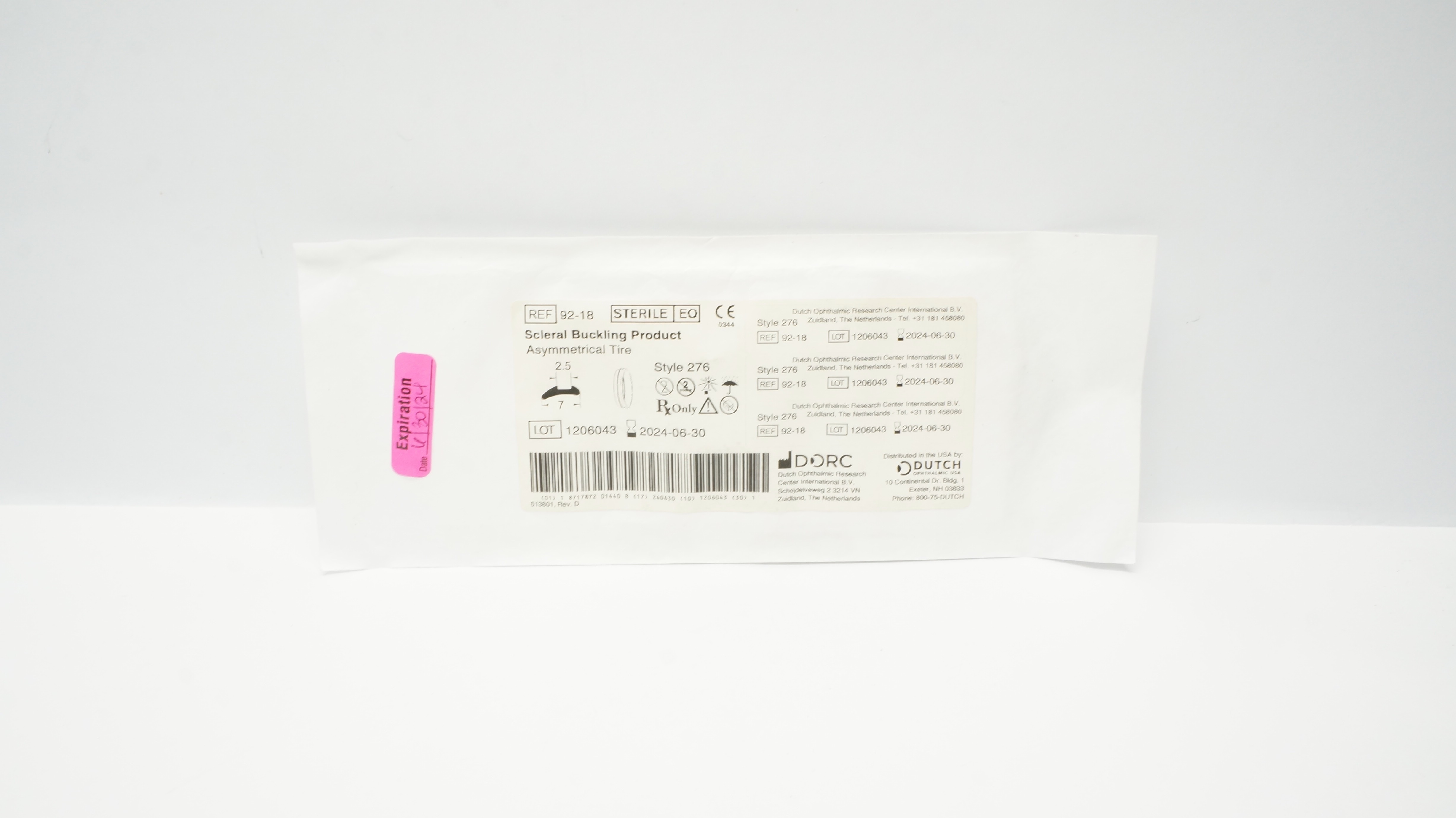 DORC 92-18 Scleral Buckling Products Style 276 Asymmetrical Tire 2.5 x 7 (x)