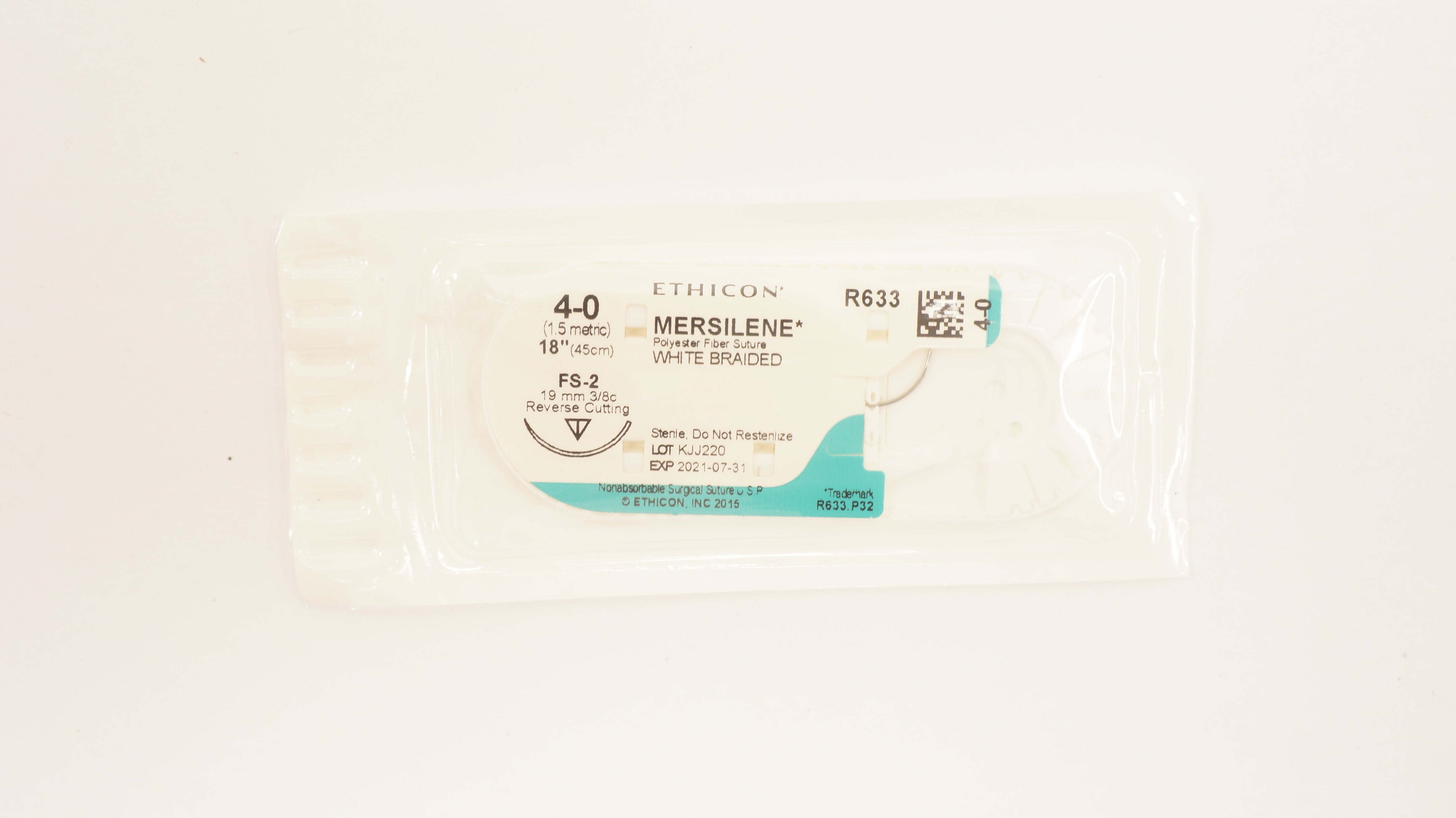 Ethicon R633 4-0 Mersilene Polyester Fiber Stre FS-2 19mm 3/8c, 18 inch (x)