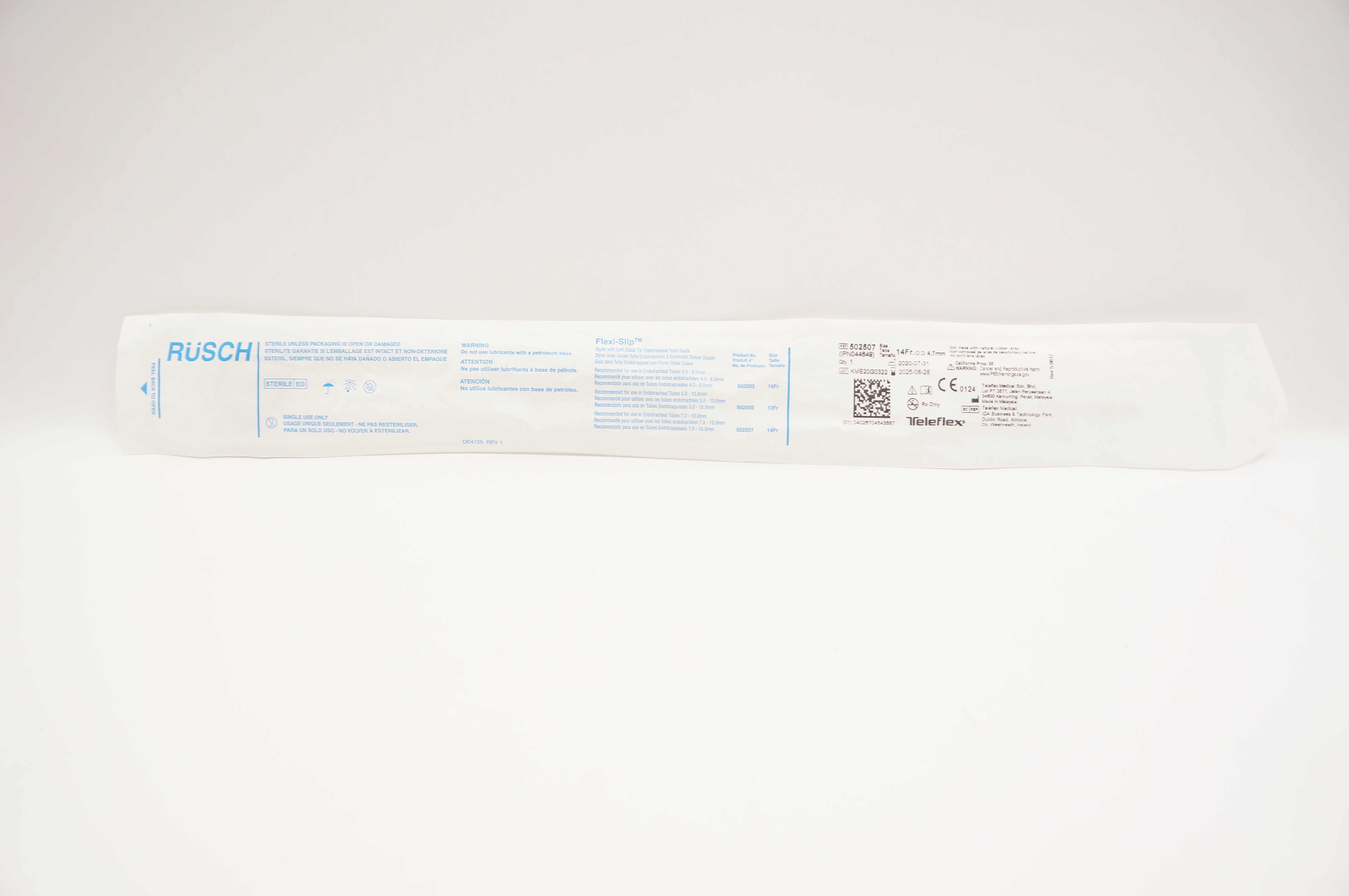 Teleflex 502507 Rusch Flexi-Slip Stylet With Soft Distal Tip 14Fr x 4.7mm OD