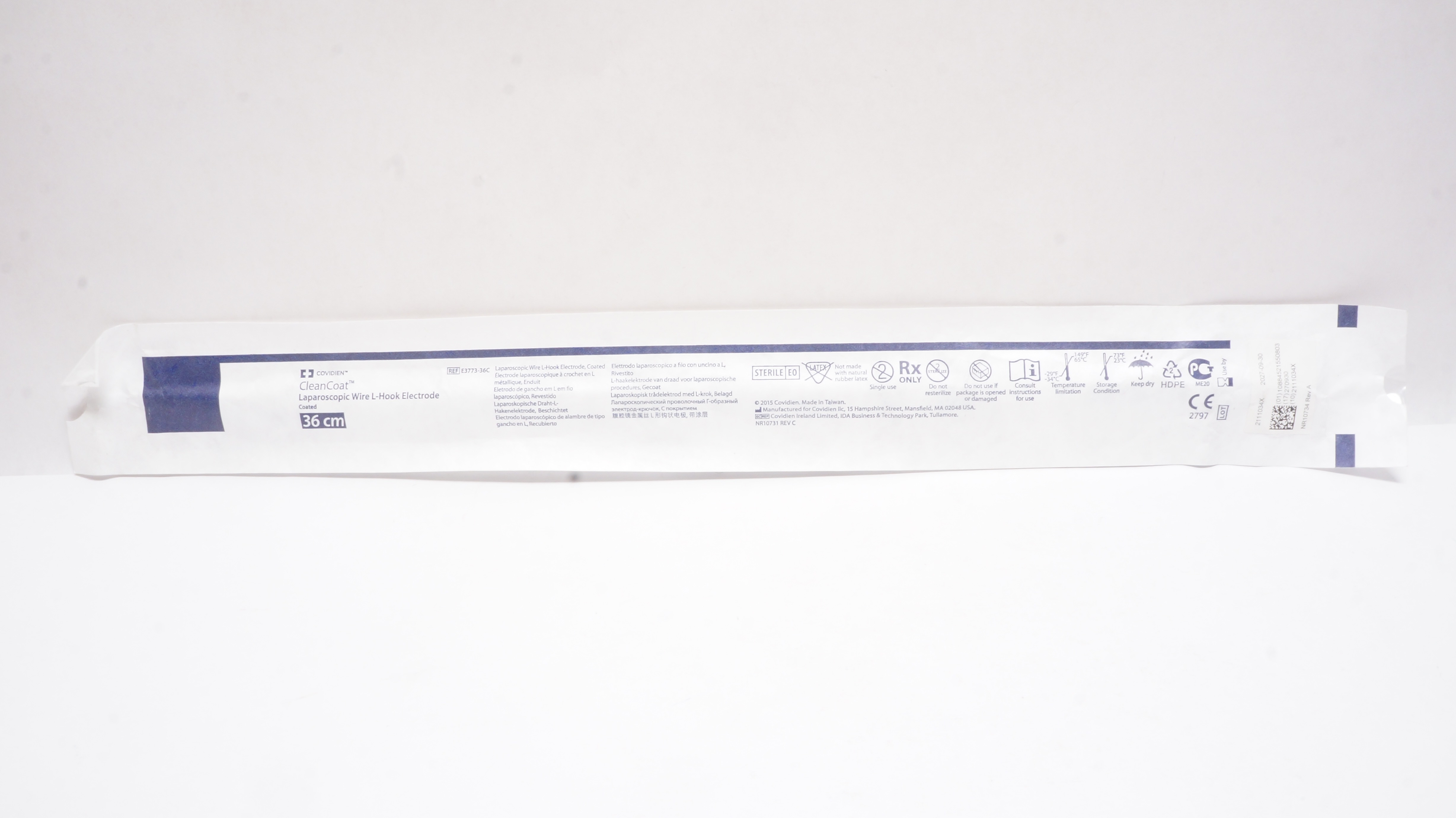 Covidien E3773-36C CleanCoat Laparoscopic Wire L-Hook Electrode 36cm