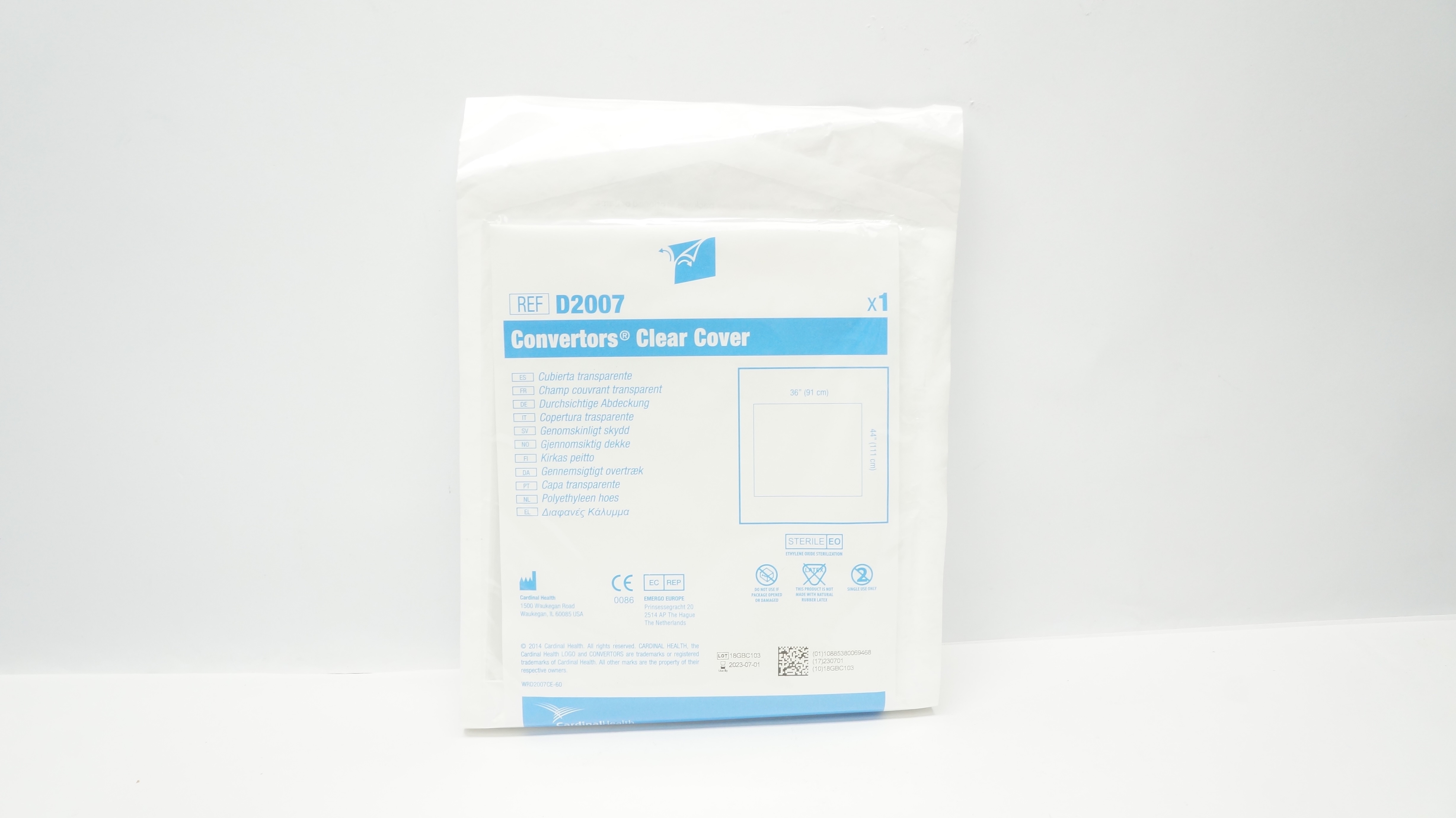 Cardinal Health D2007 Convertors Clear Cover 36in. x 44in. (x)