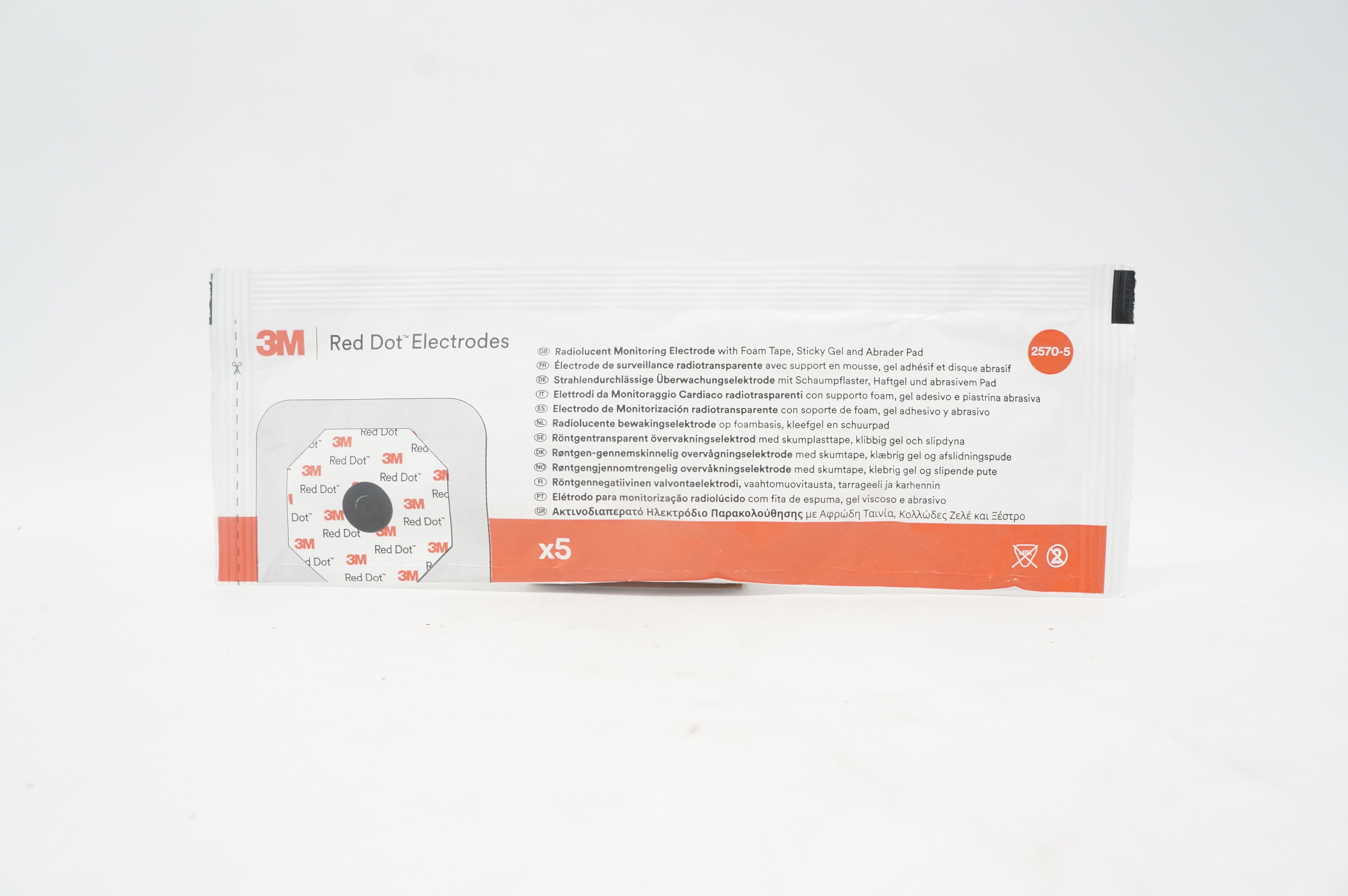 3M 2570-5 Red Dot Radiolucent Monitoring Electrodes (x) - Pack of 5