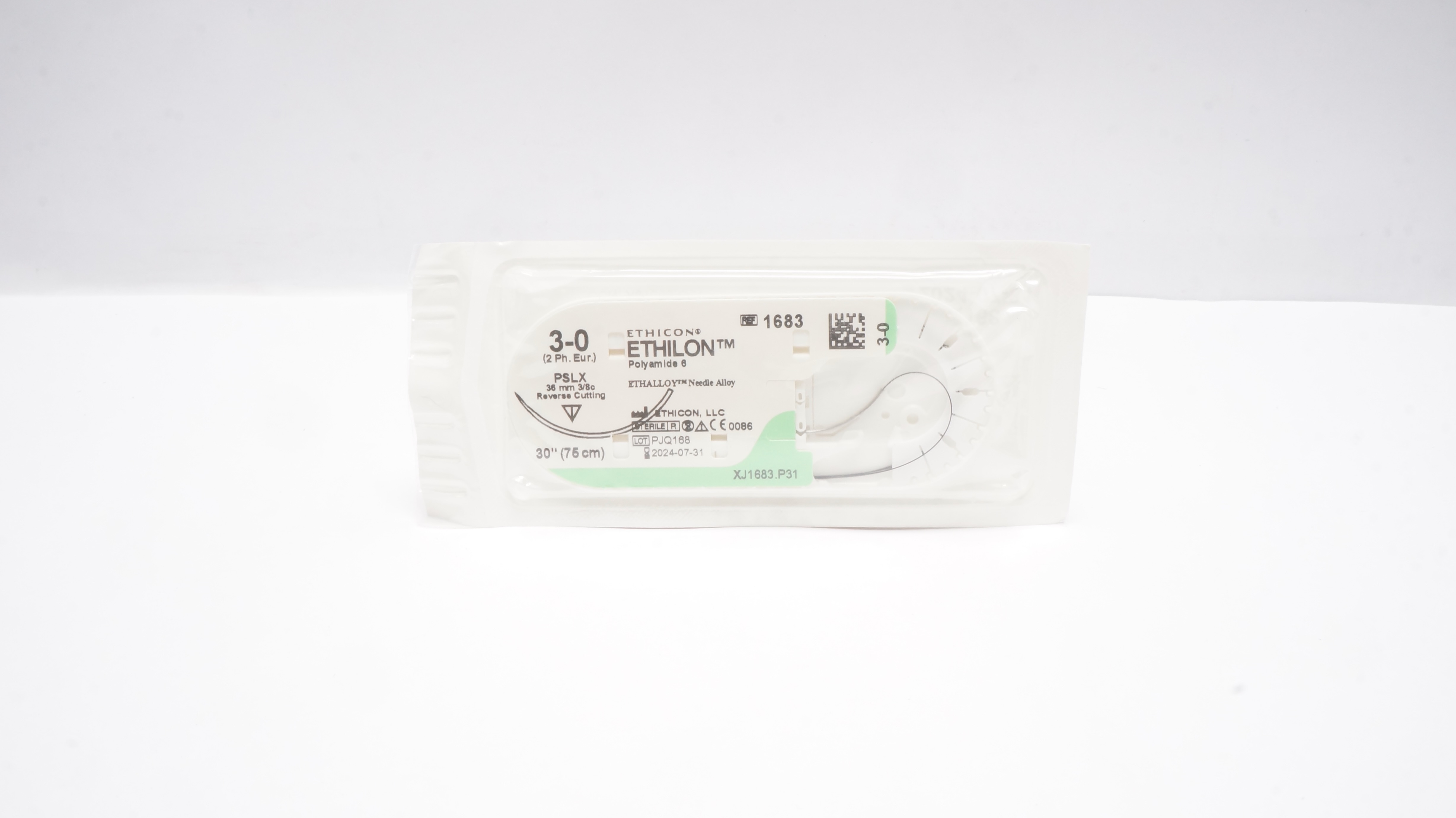 Ethicon 1683 3-0 ETHILON, PSLX, 36mm 3/8c Reverse Cutting, 30inch (x)