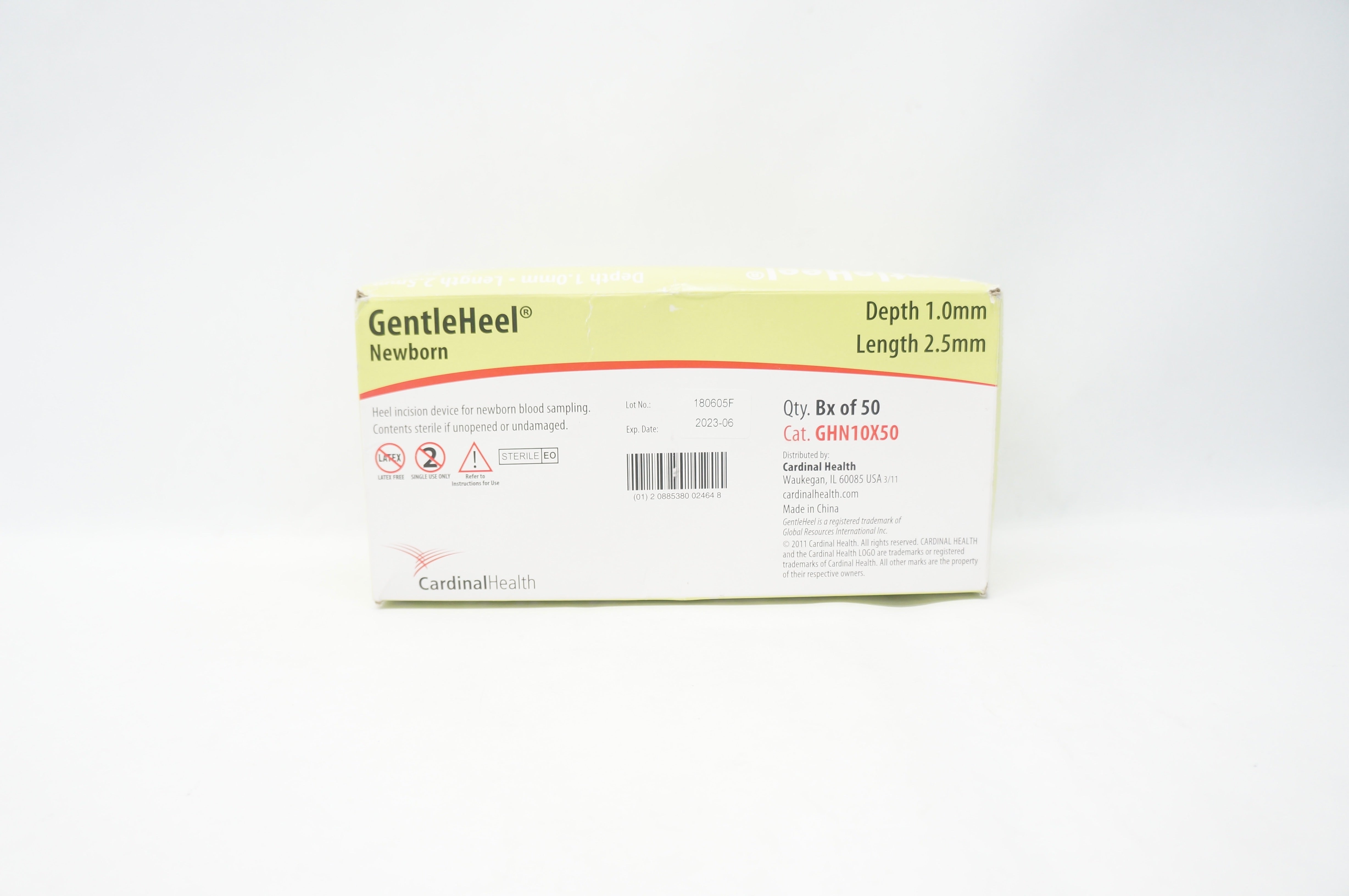 Cardinal Healt GHN10X50 Gentle Heel Newborn 1.0mm x 2.5mm - Box of 50