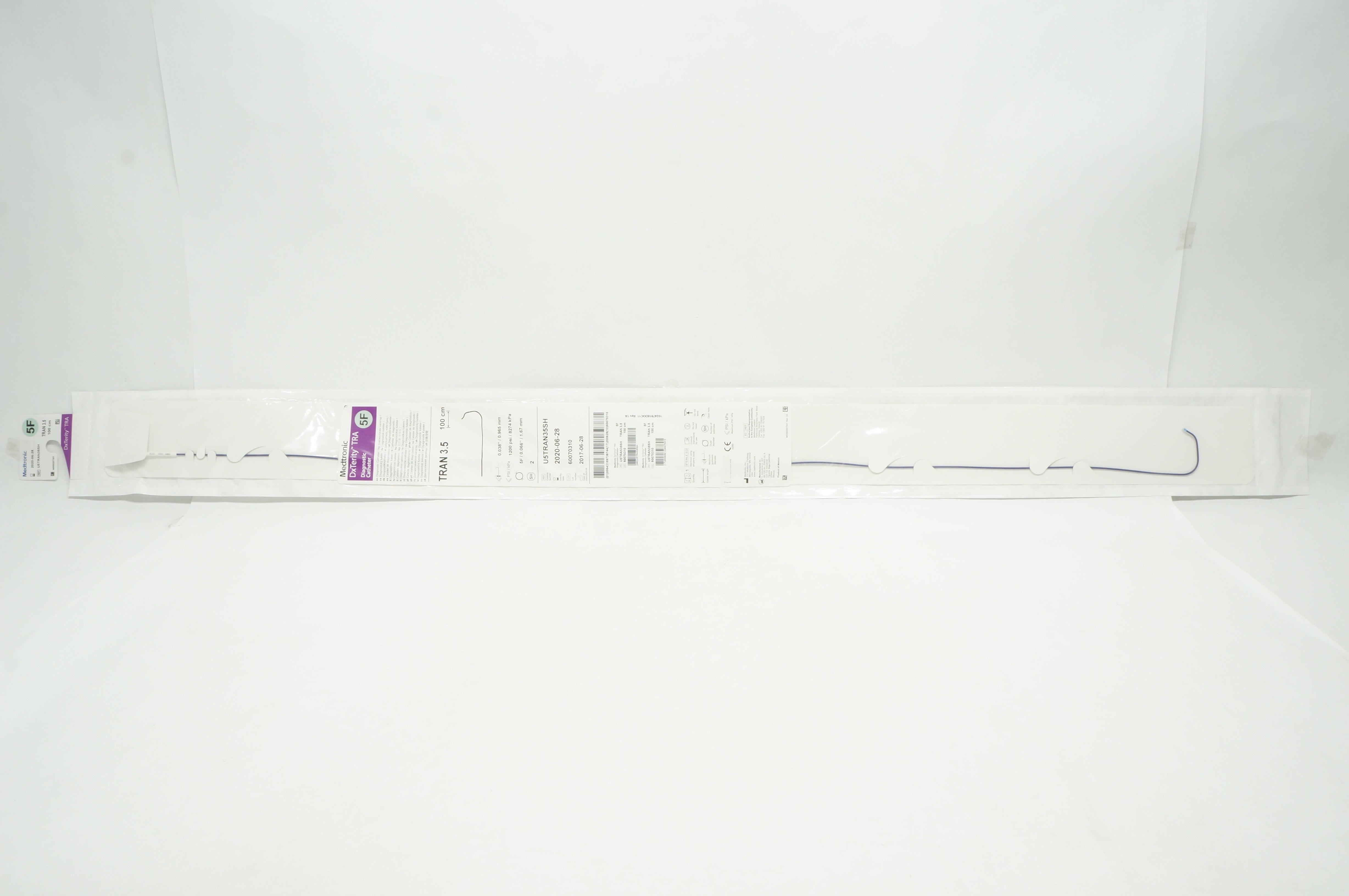 Medtronic U5TRAN35SH DxTerity TRAN 3.5 Diagnostic Cath. 5F x 0.038in x 100cm (x)