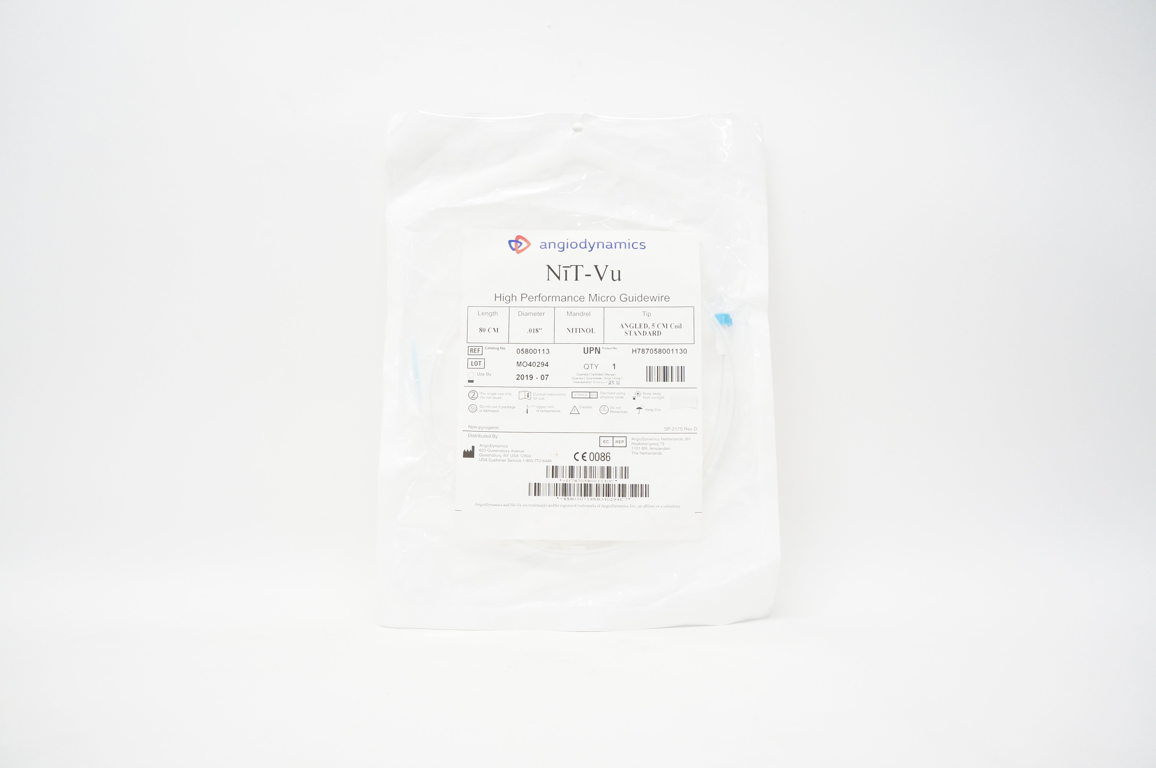 Angiodynamics 05800113 NiT-Vu High Performance Micro Guidewire 80cm x 0.018in(x)
