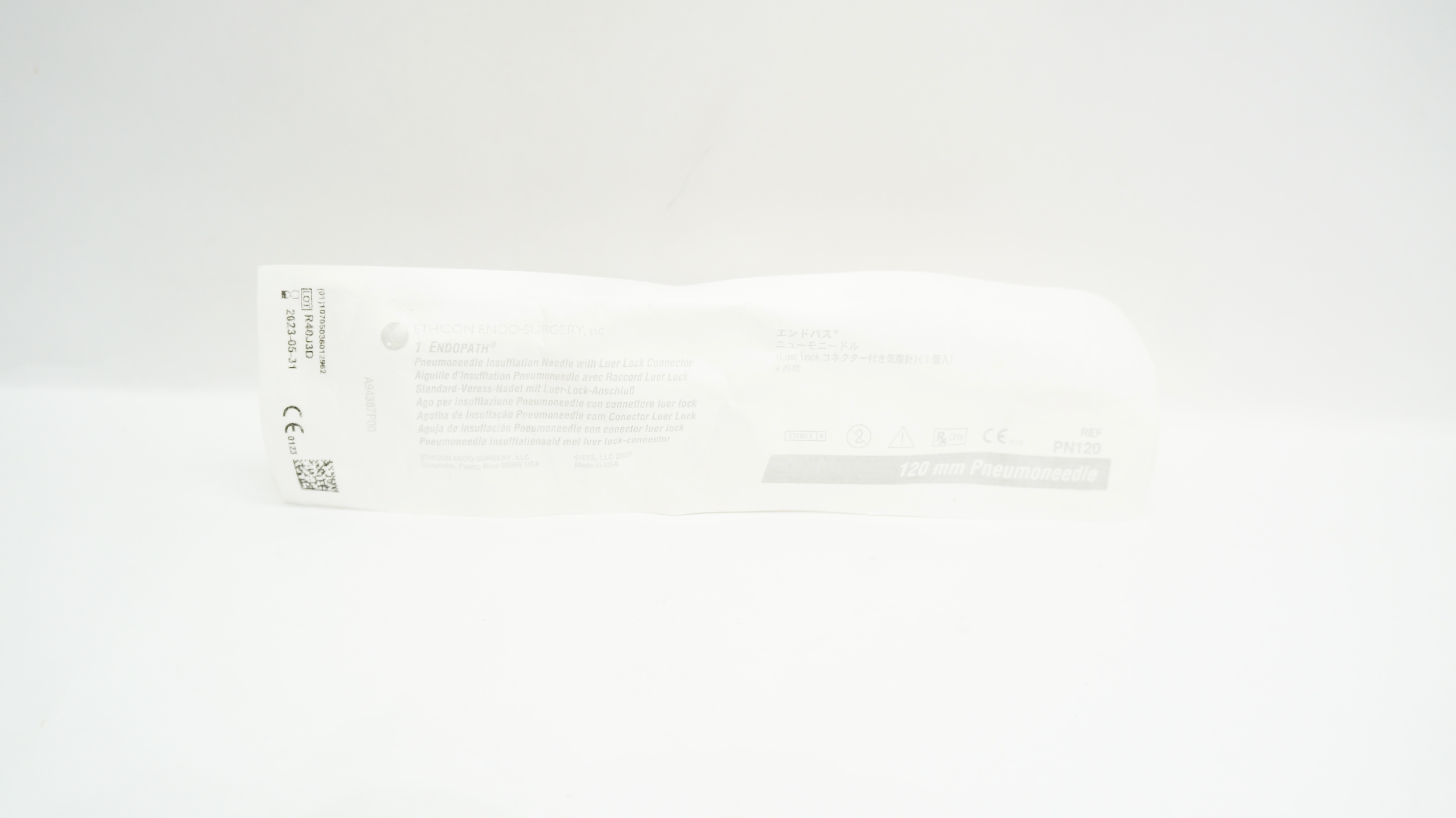Ethicon PN120 ENDOPATH Pneumoneedle Insufflation Ndle w/Luer Lock Conn. 120mm(x)