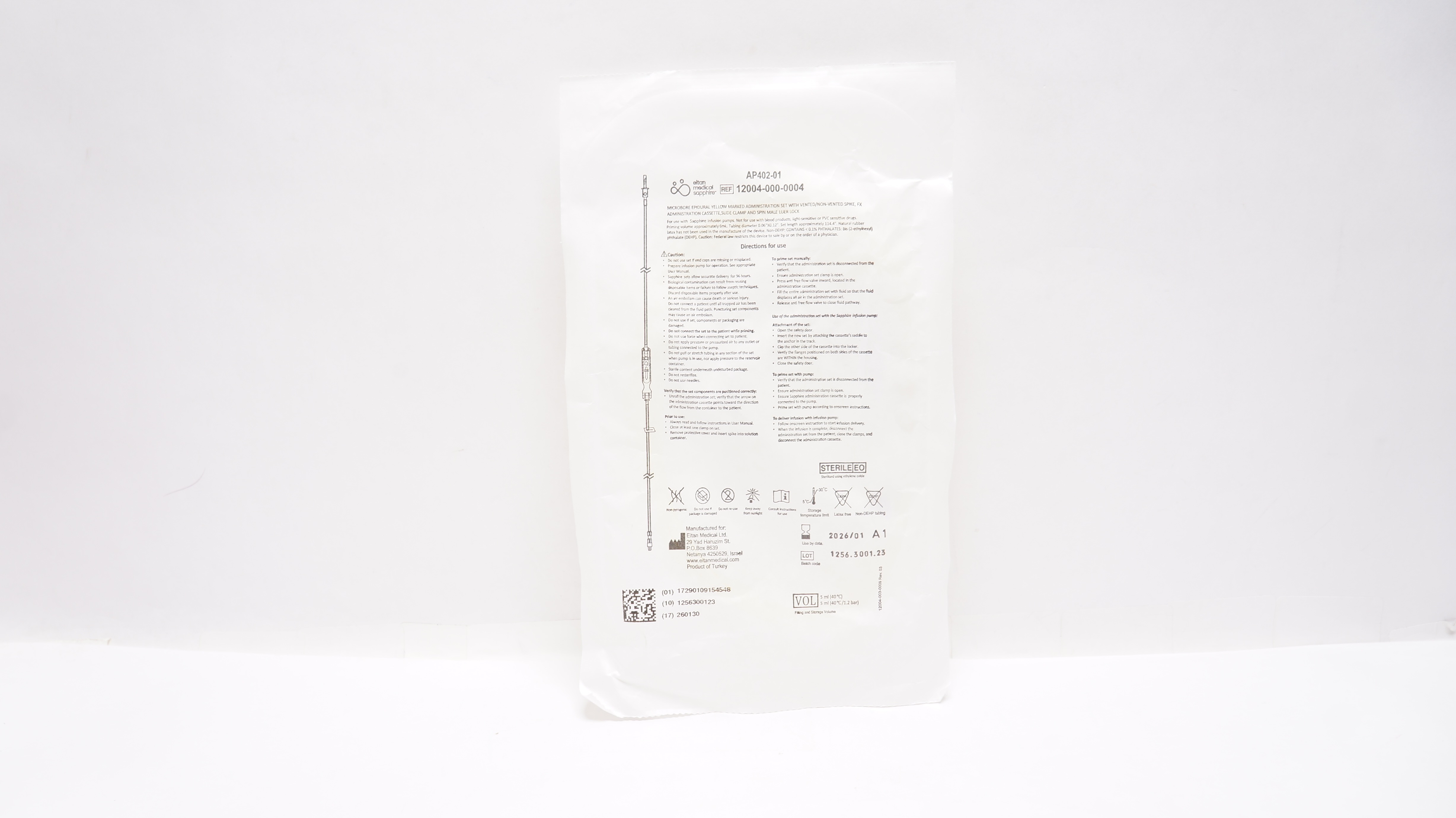 Eitan Medical 12004-000-0004 Microbore Yellow Marked Administration Set