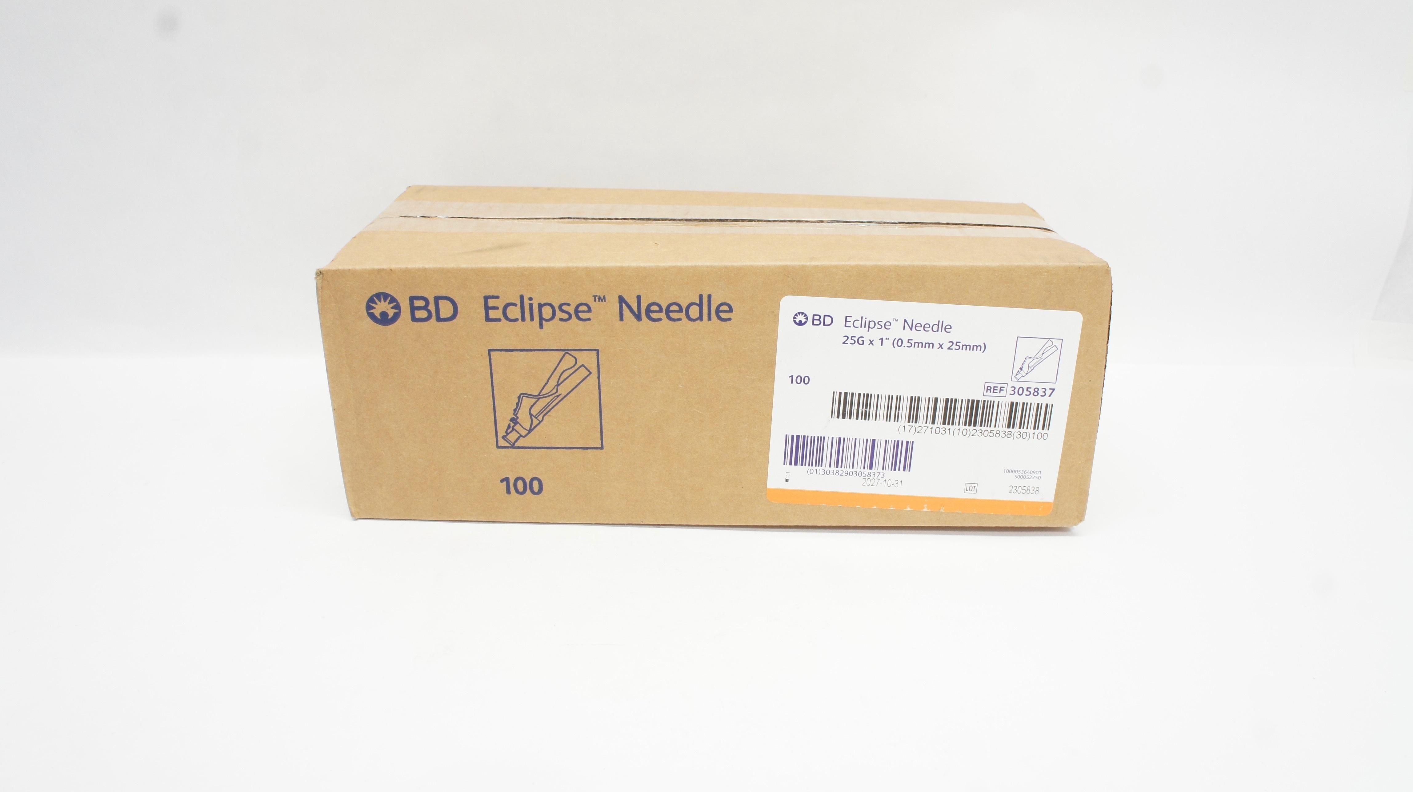 BD 305837 Eclipse  Ndle. 25G x 1inch - Case of 100