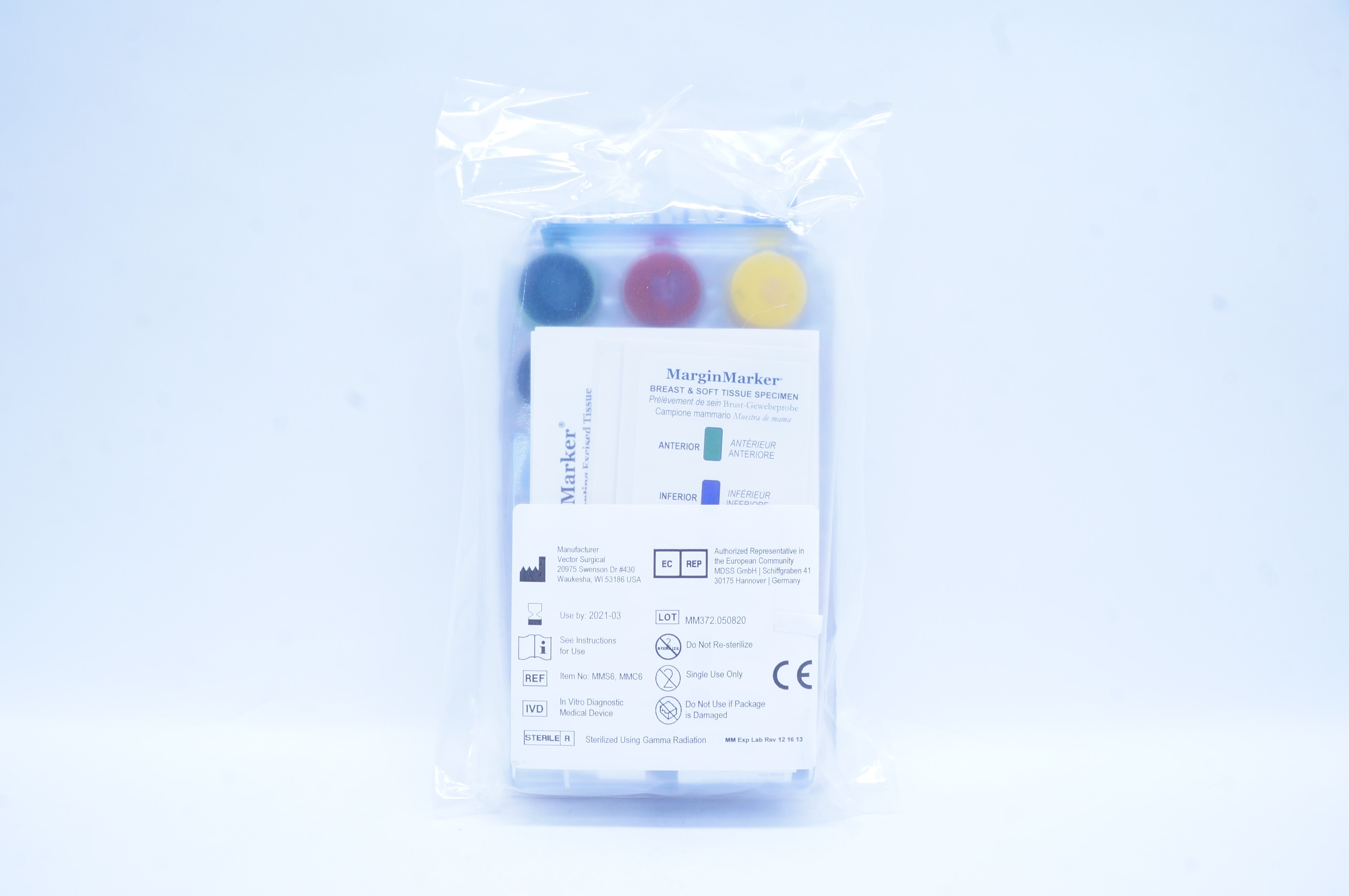 Vector Surgical MMS6, MMC6 MarginMarker Six Color Ink Kit For Tissue Orientation