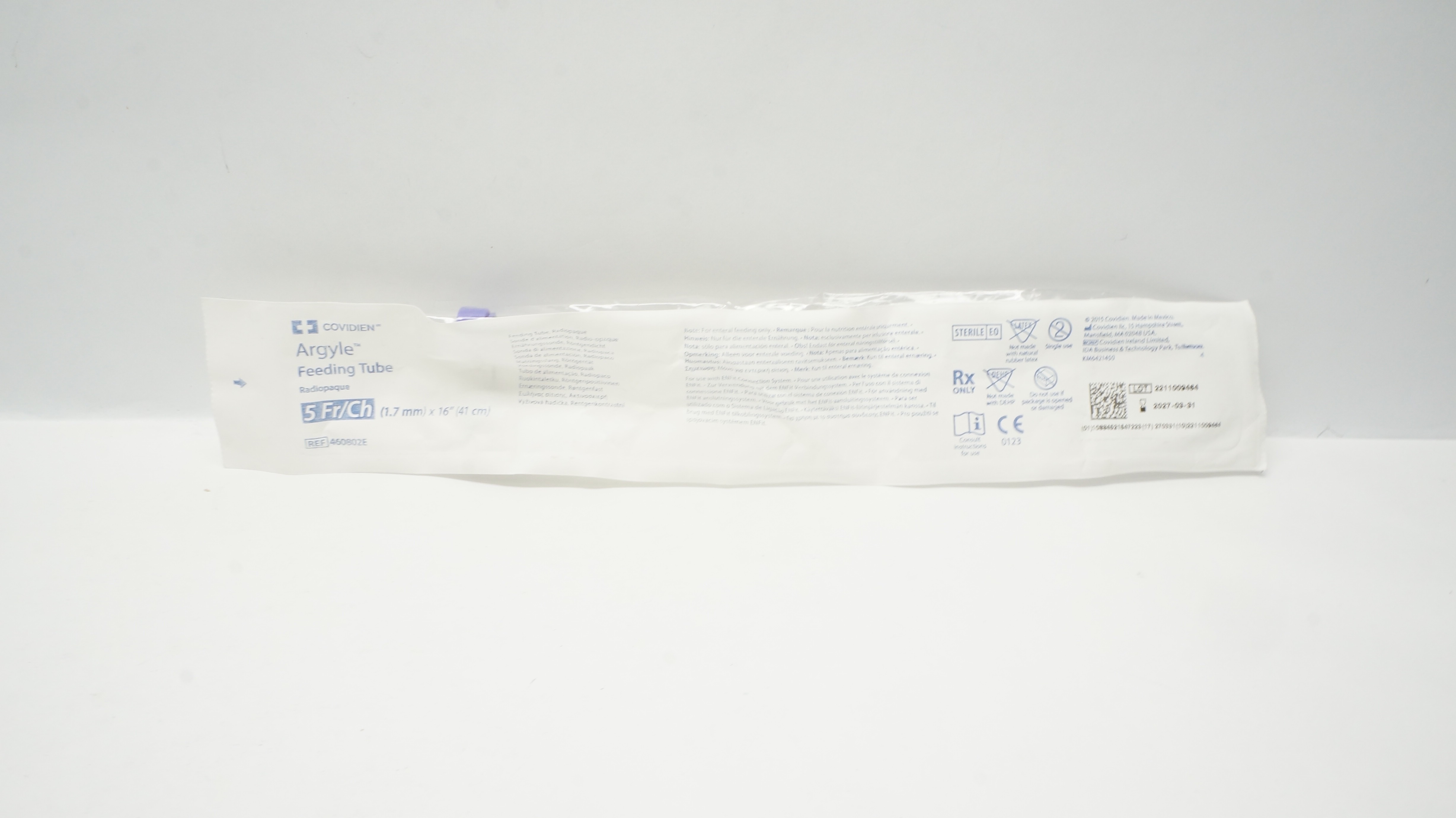 Covidien 460802E Argyle Feeding Tube 5Fr/Ch x 16In