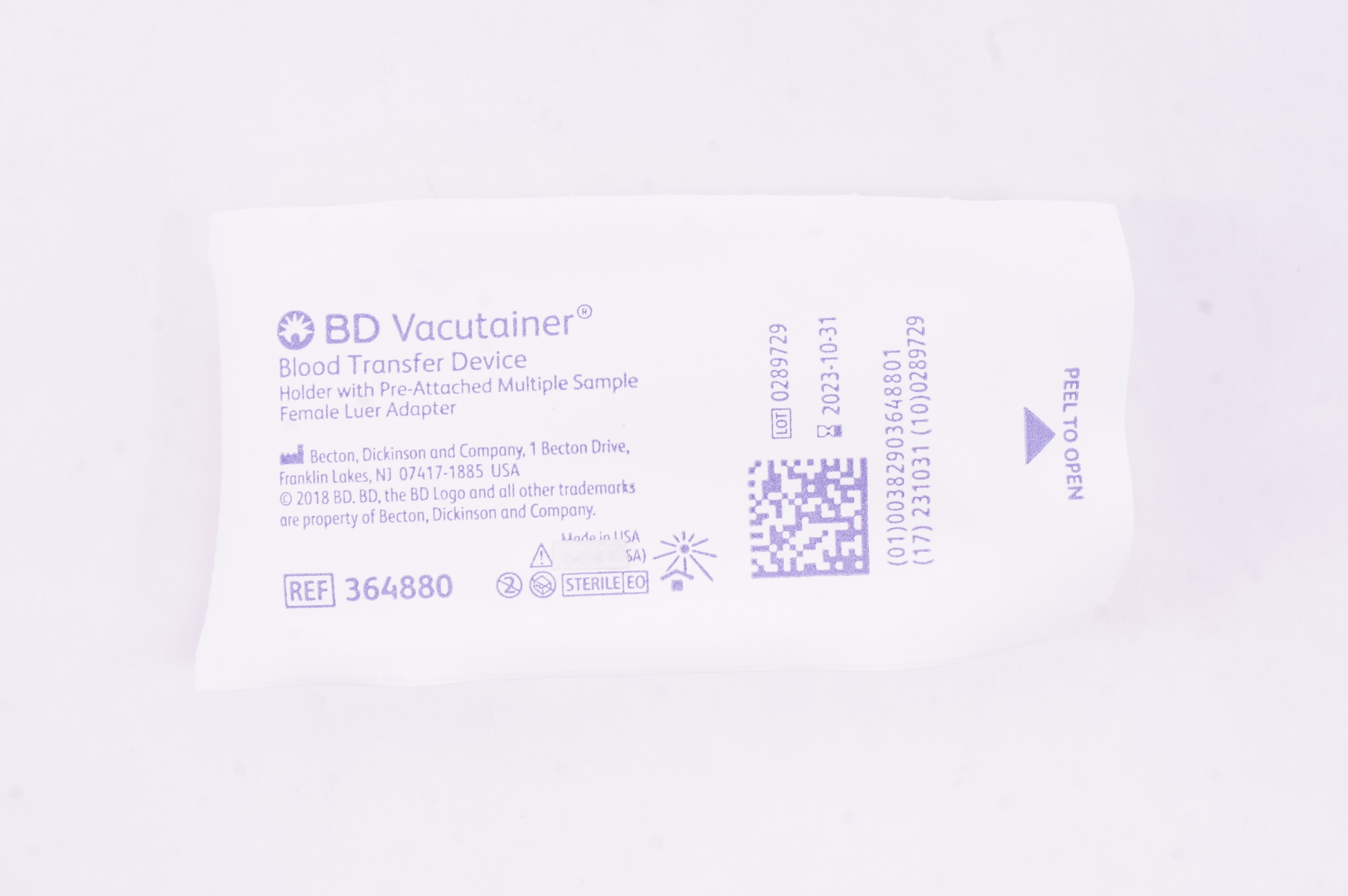 BD 364880 Vacutainer Blood Transfer Device