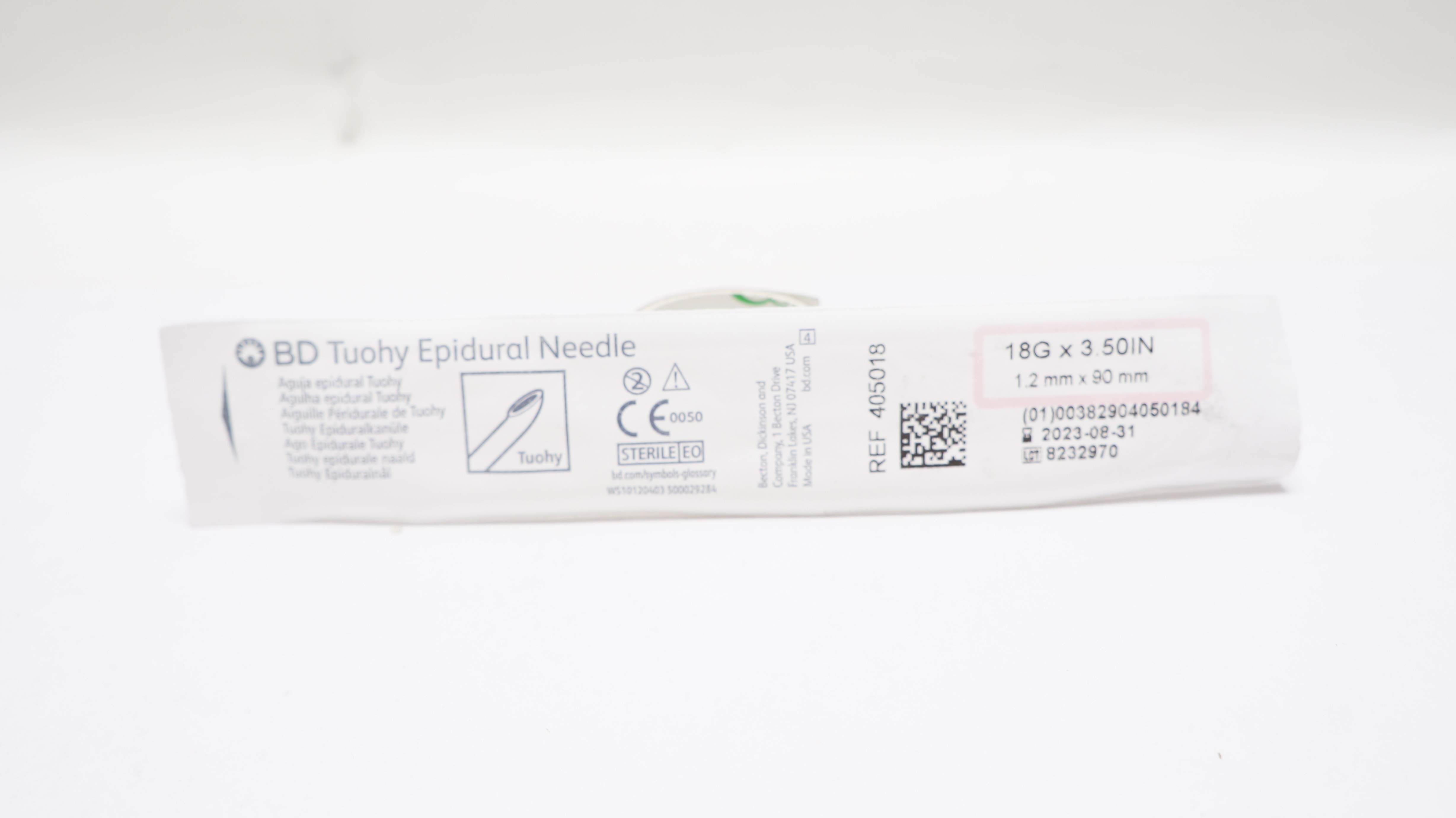 BD 405018 Tuohy Epidural Ndle 18G x 3.50inch (x)