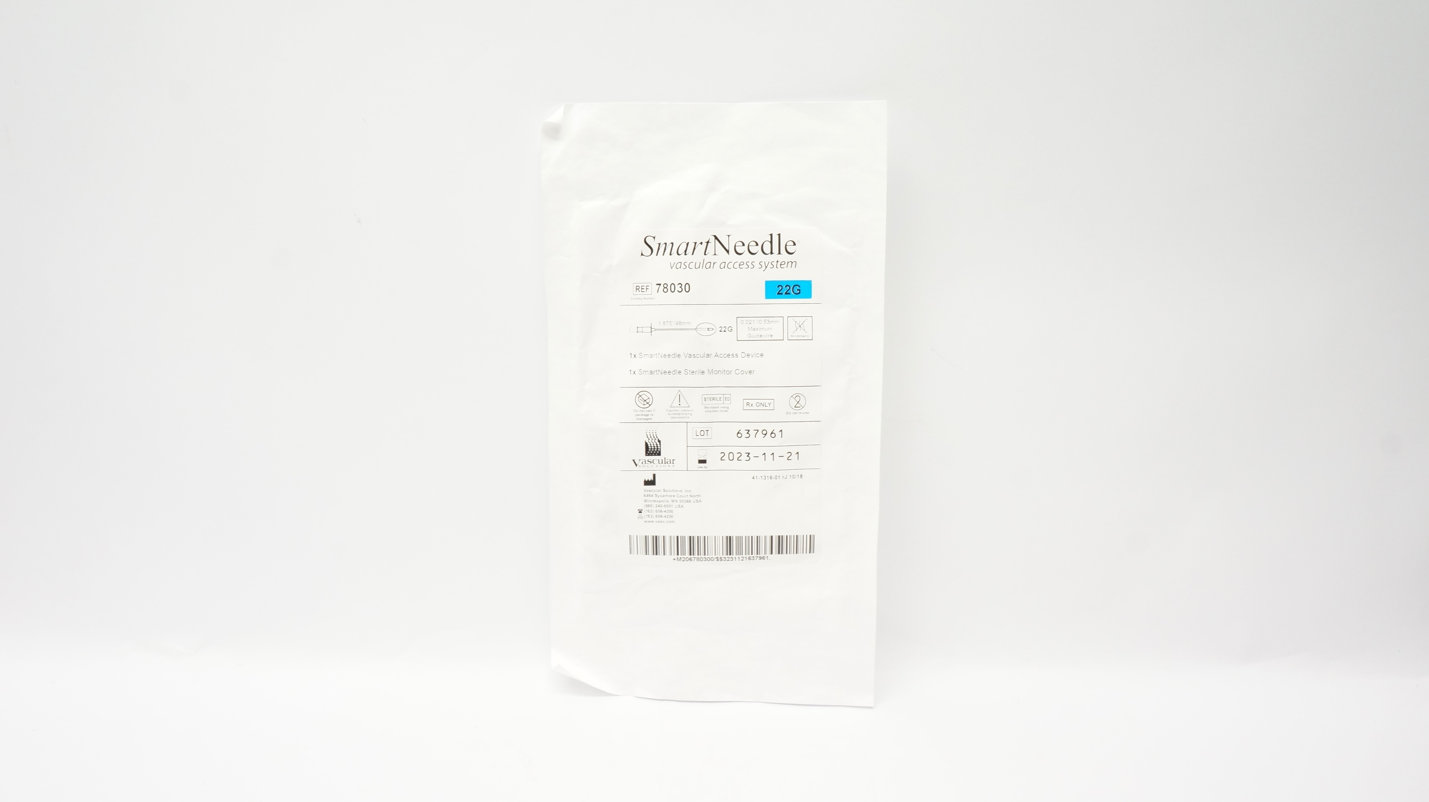 Vascular Solutions 78030 Samrt Ndle 22G x 1.875inch (x)