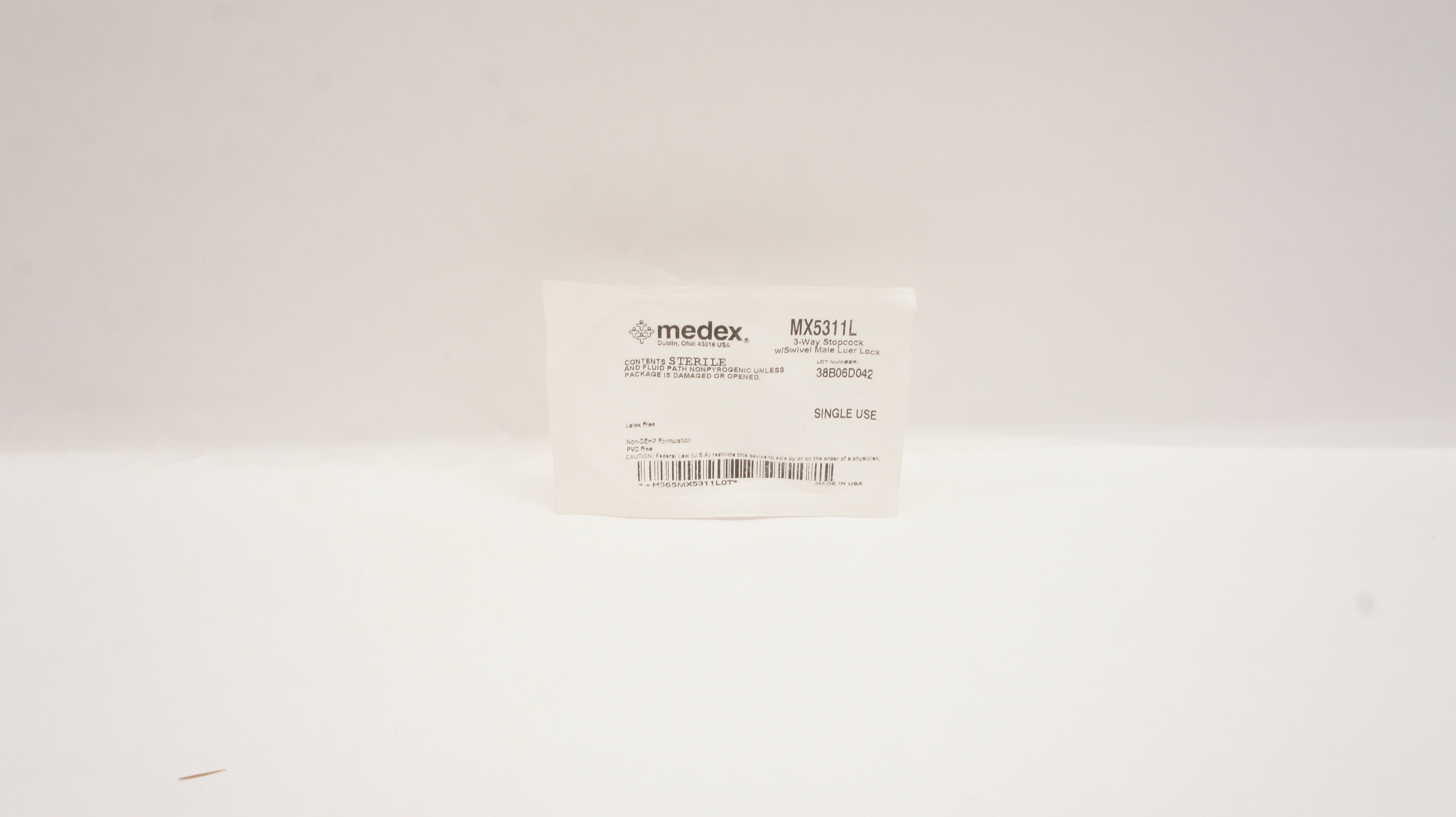 Medex MX5311L 3-Way Stopcock w/Swivel Male Luer Lock