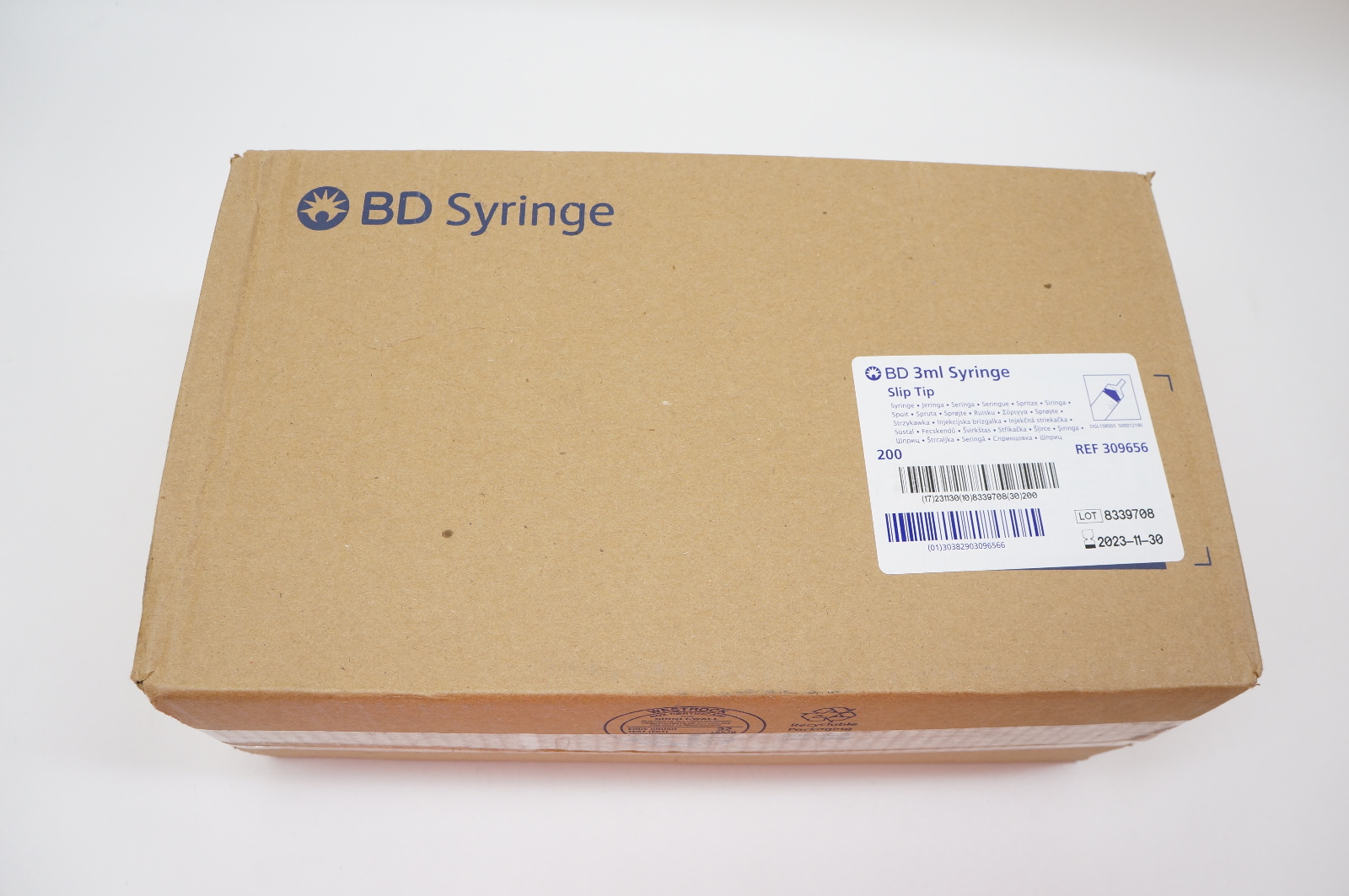 BD 309656 Syringe 3ml, Slip Tip - Box of 200