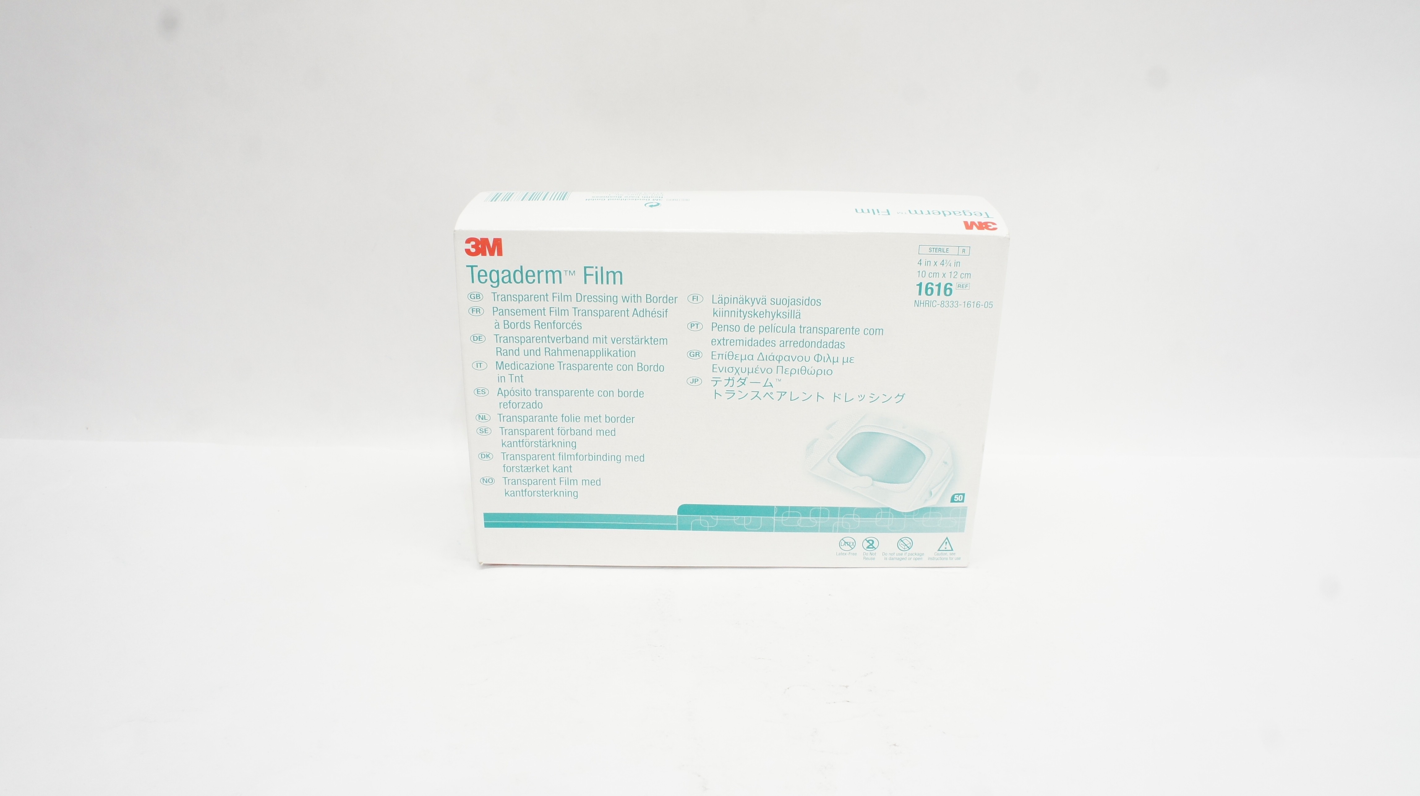 3M 1616 Tegaderm Transparent Film Dressing W/ Border 4 x 4-3/4inch - Box of 50