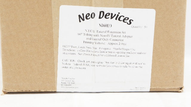 Neo Devices ND60EO N.I.C.U. Enteral Extension Set 60inch x 2.0ml - Case of 50