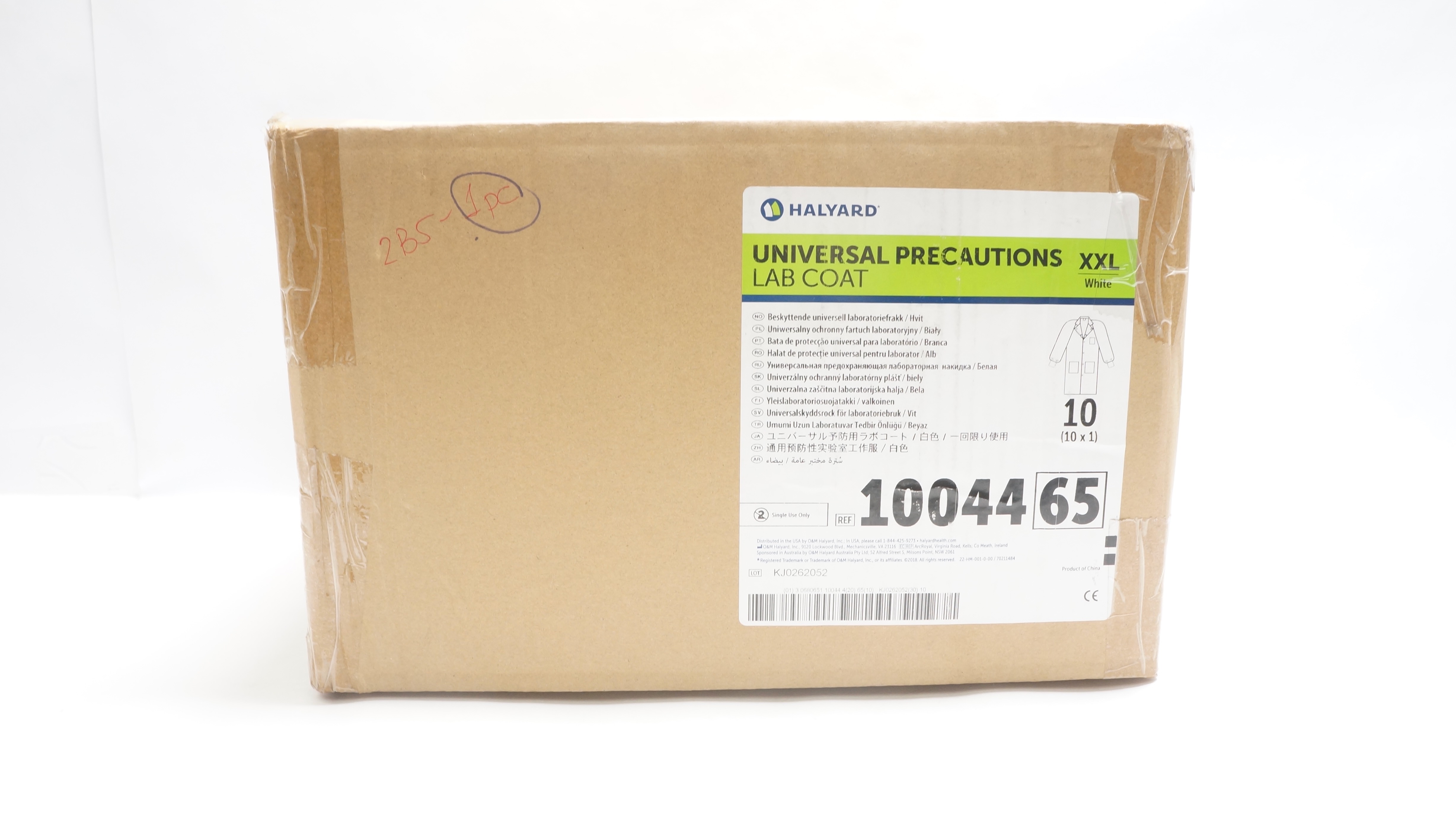 Halyard 1004465 Universal Precautions Lab Coat Size XXL, White - Box of 10