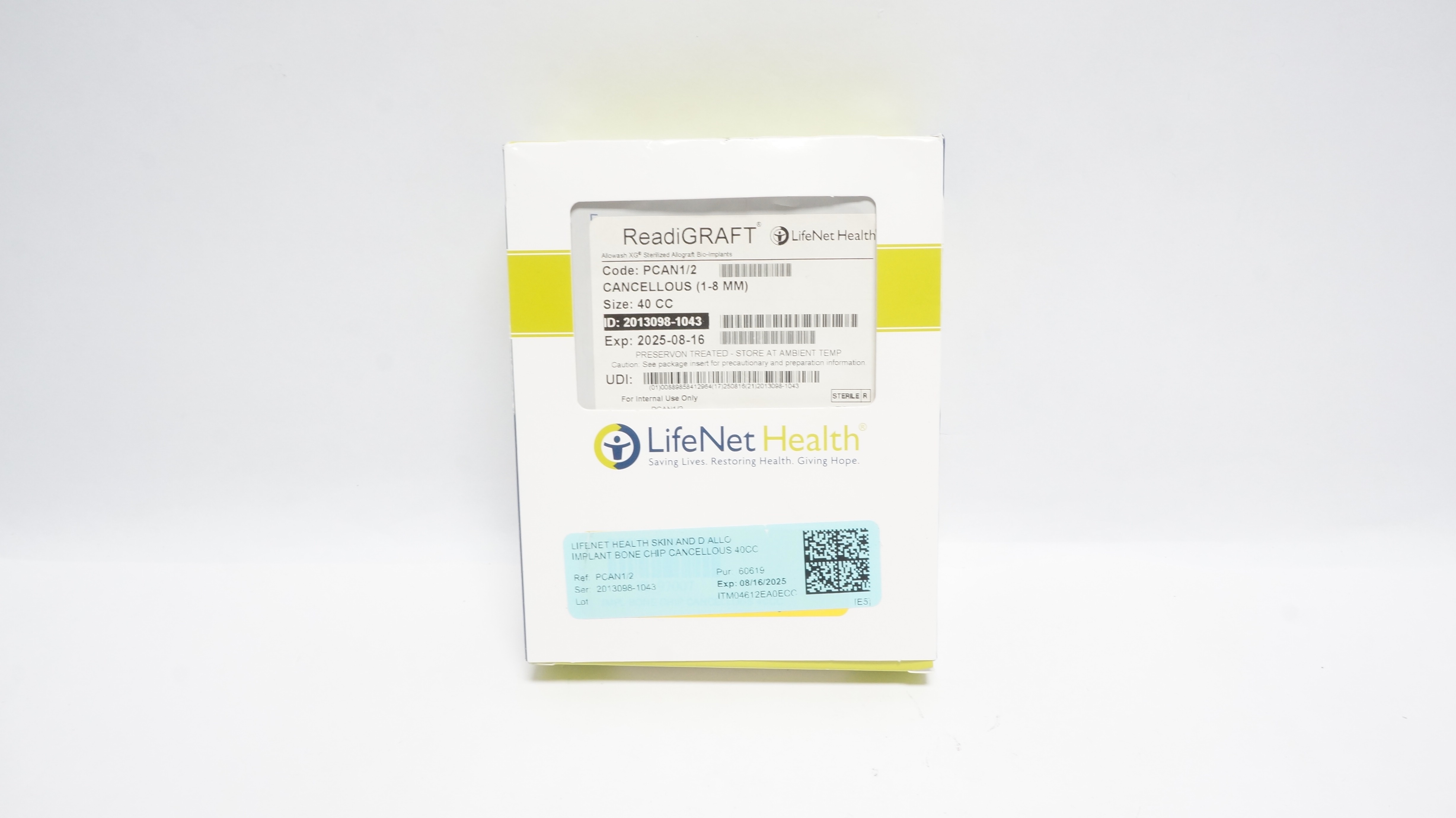 LifeNet Health PCAN1/2 ReadiGraft Cancellous Chips 1-8mm, Size 40 cc (x)