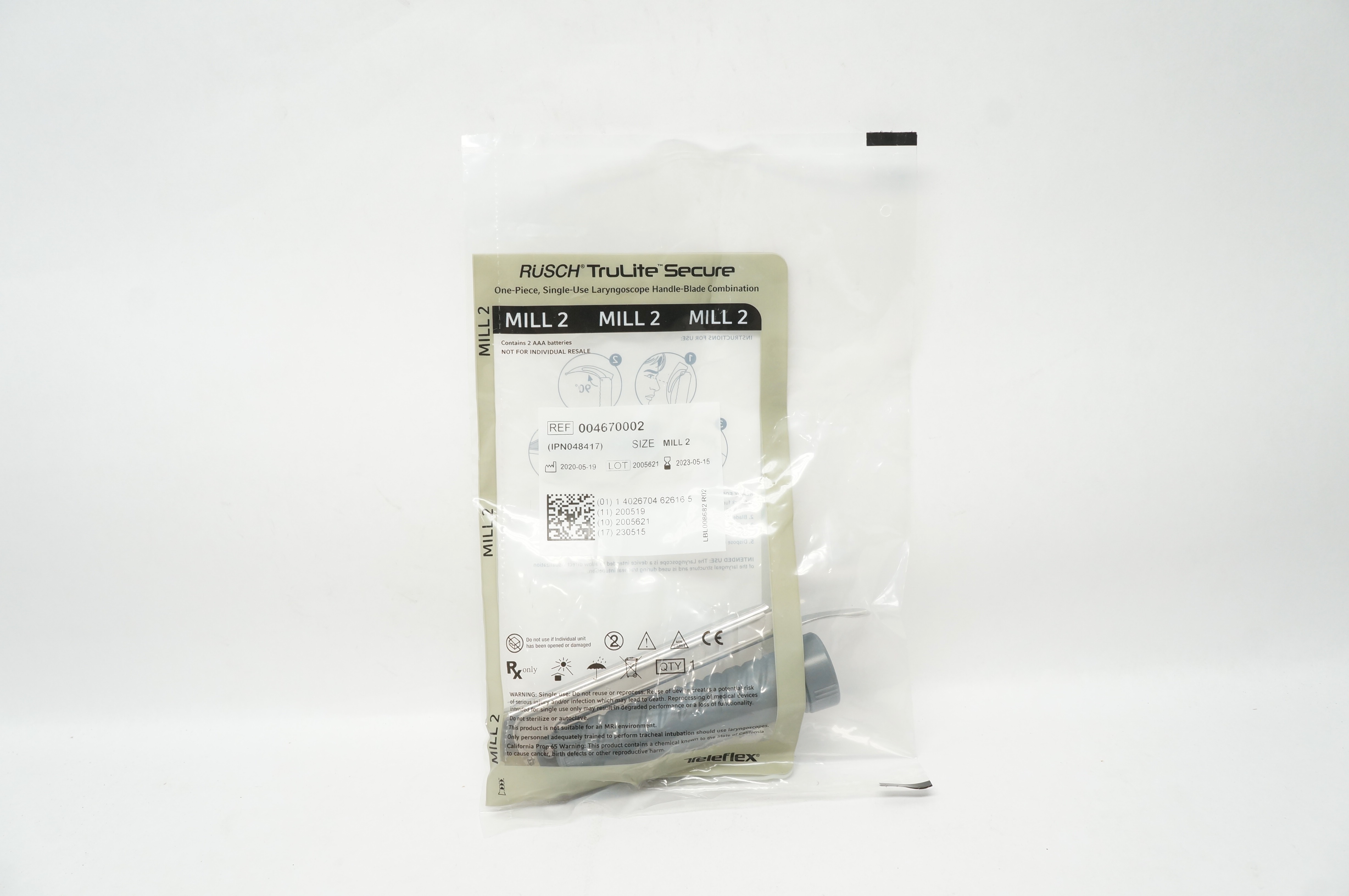 Teleflex 004670002 Rusch Secure Laryngoscope Handle-Blade Combination MILL 2 (x)