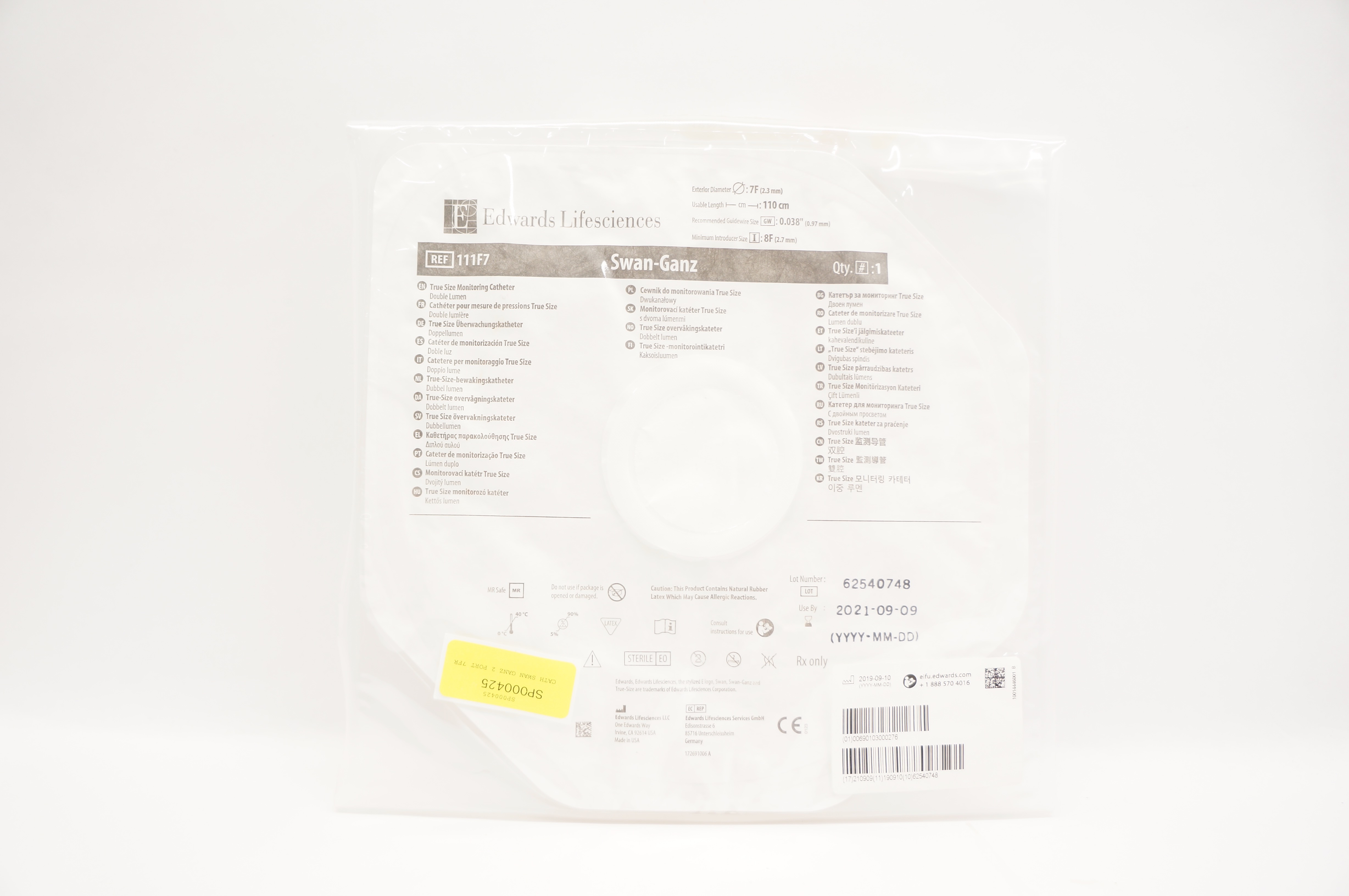 Edwards Lifesciences 111F7 Swan-Ganz True Size Monitoring Cath. 7F x 110cm (x)
