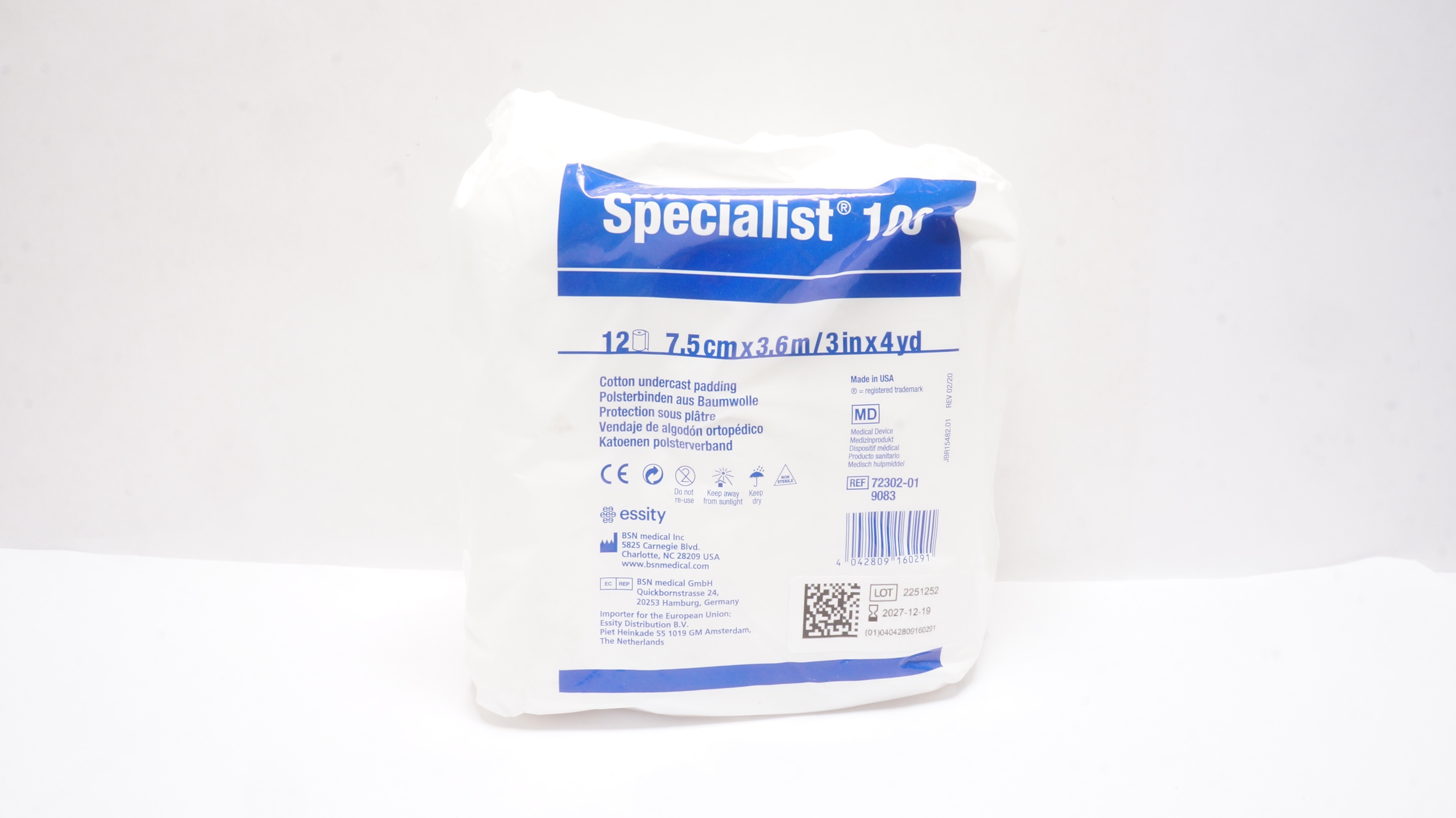 BSN 9083 Specialist 100 Cotton Undercast Padding, 3inch x 4yds - Pack of 12