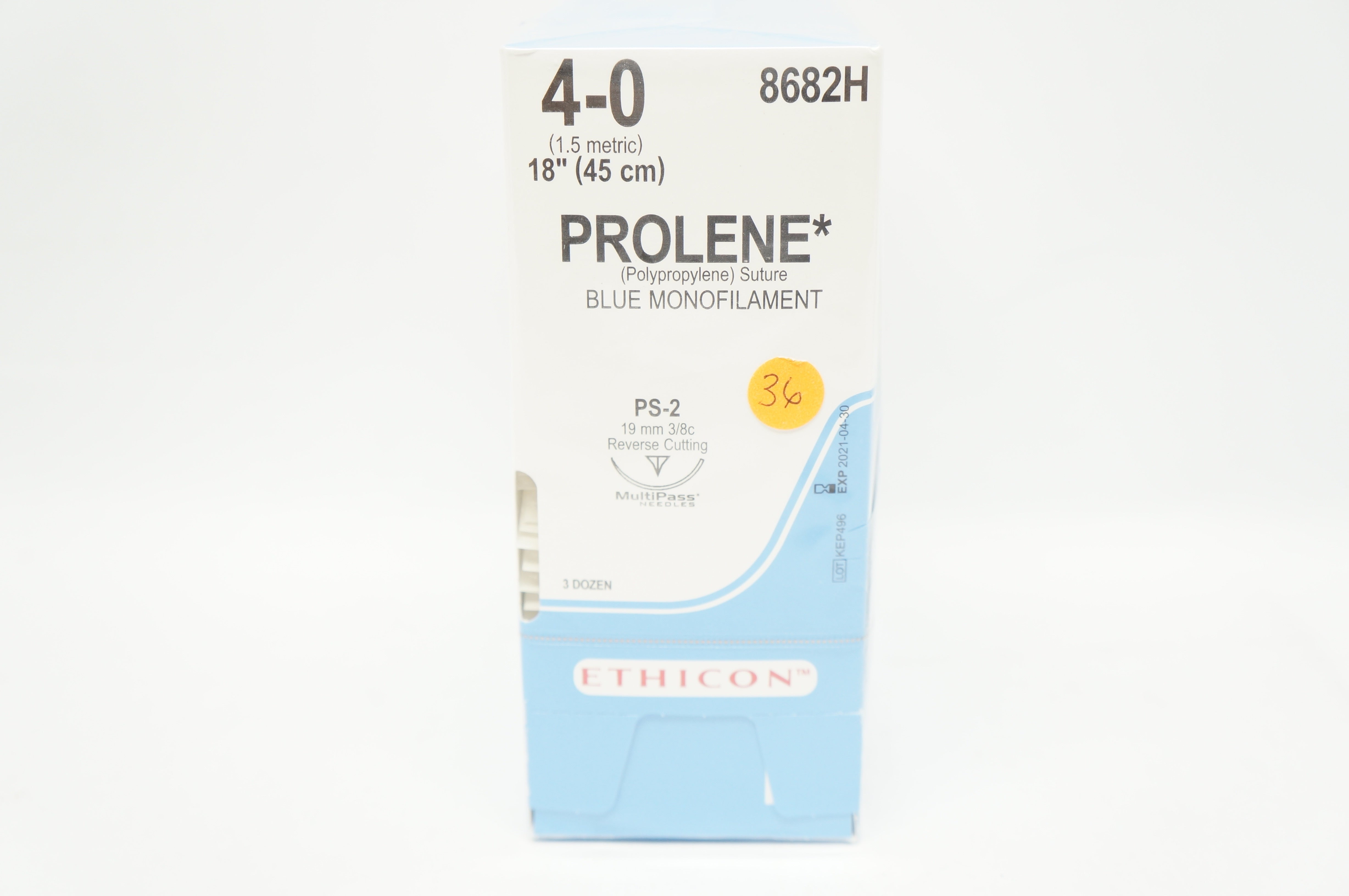 Ethicon 8682H 4-0 PROLENE Stre PS-2 19mm 3/8, 18inch (x) - Pack of 36