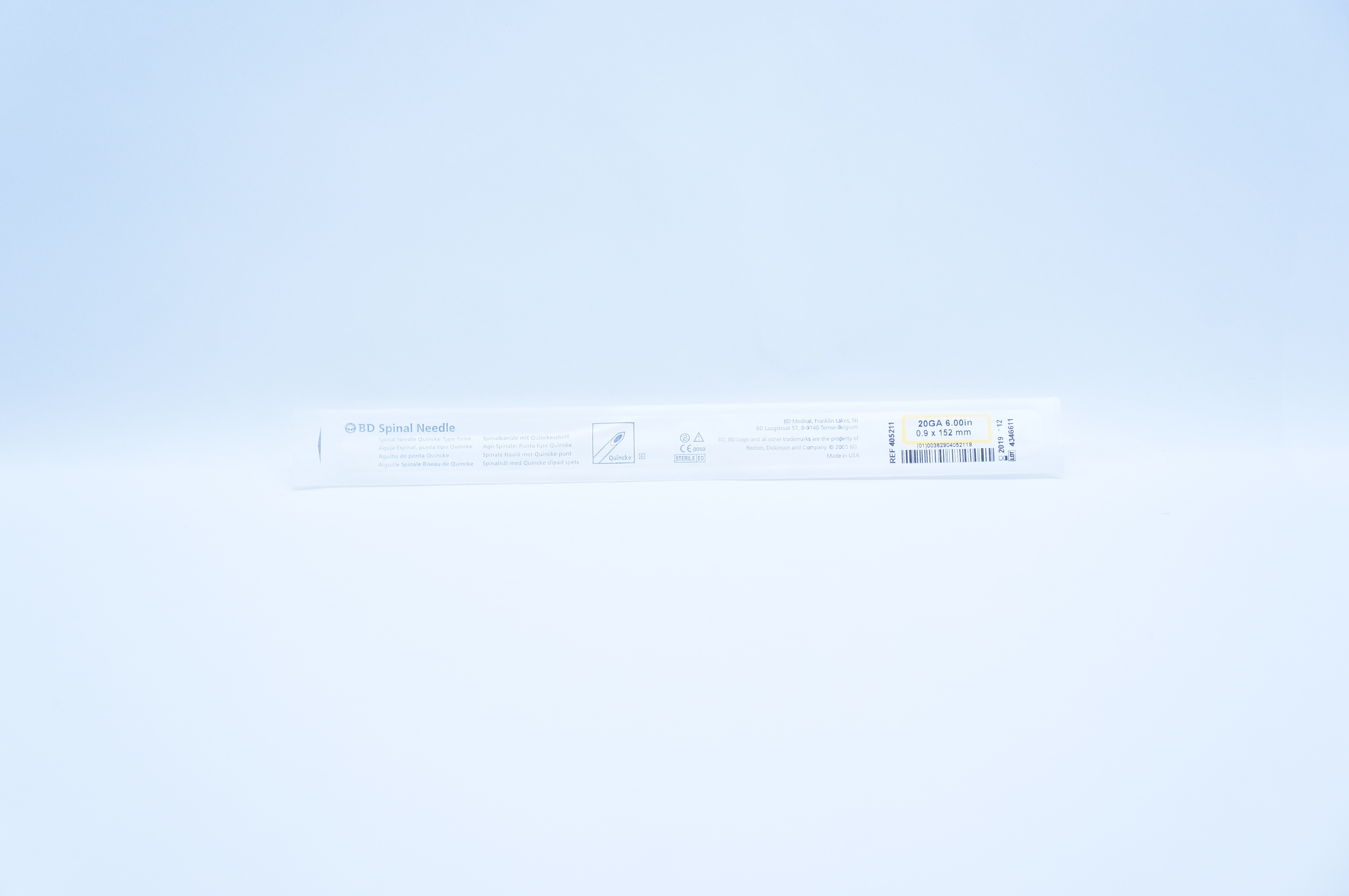 BD 405211 Spinal Ndle Quincke Type Point 20Ga x 6.00inch (x)