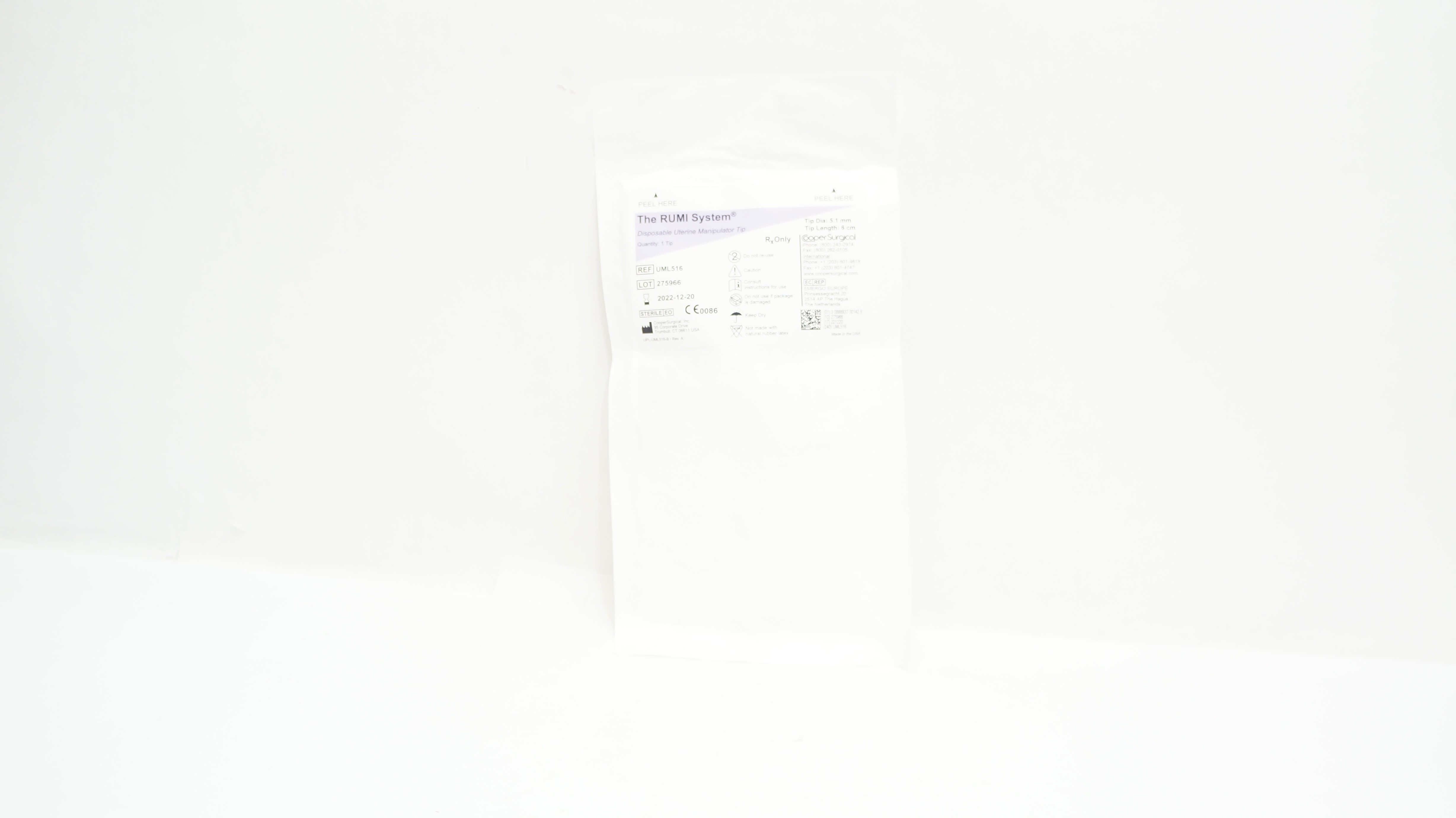 Cooper Surgical UML516 RUMI Disposable Uterine Manipulator Tip 5.1mm x 6cm (x)