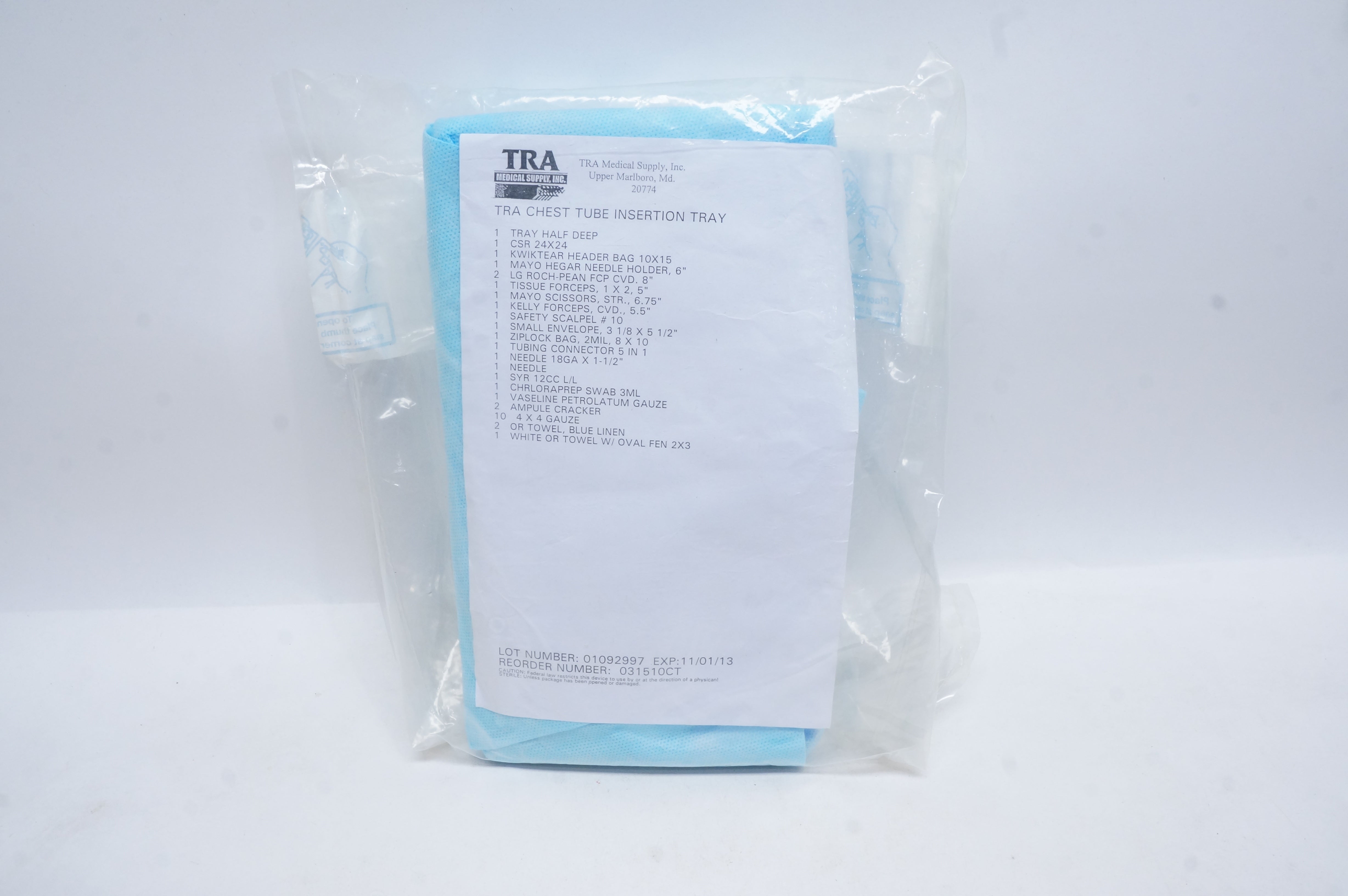 TRA 031510CT Chest Tube Insertion Tray (x)