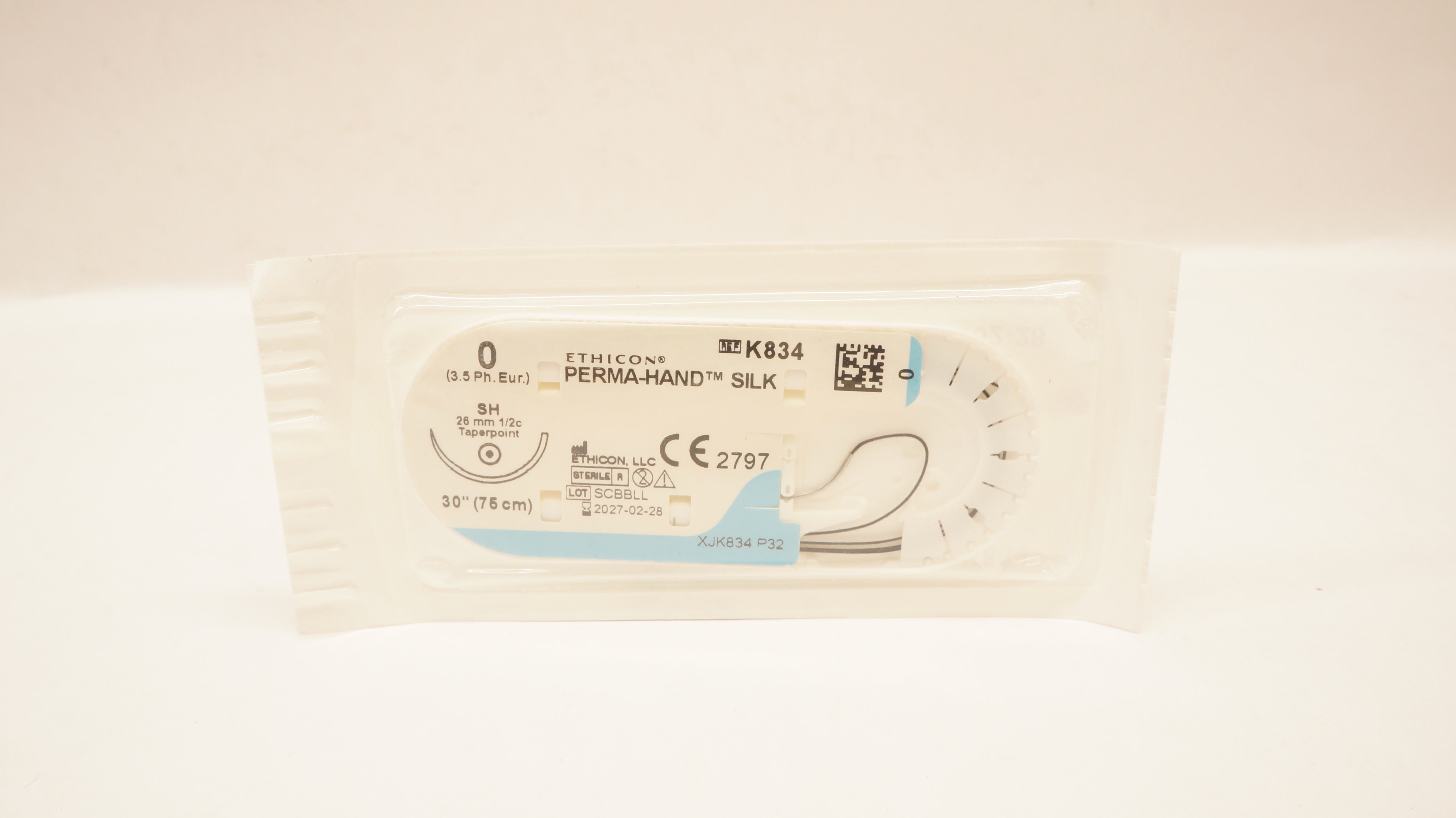 Ethicon K834 0 Perma-Hand Silk Stre SH 26mm 1/2c Taperpoint 30inch