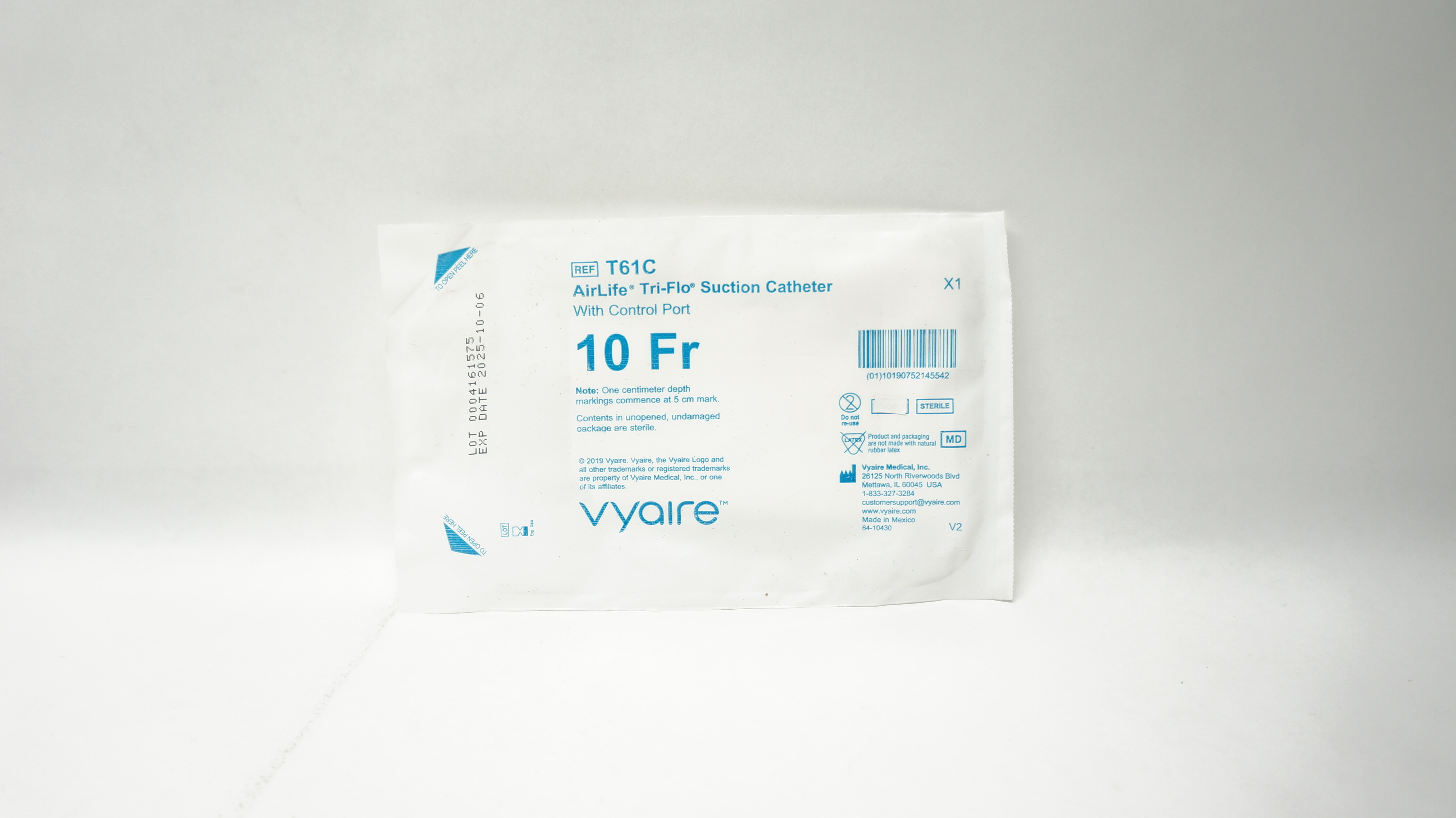 Vyaire T61C Airlife Tri-Flo Suction Cath. w/Control Port 10Fr