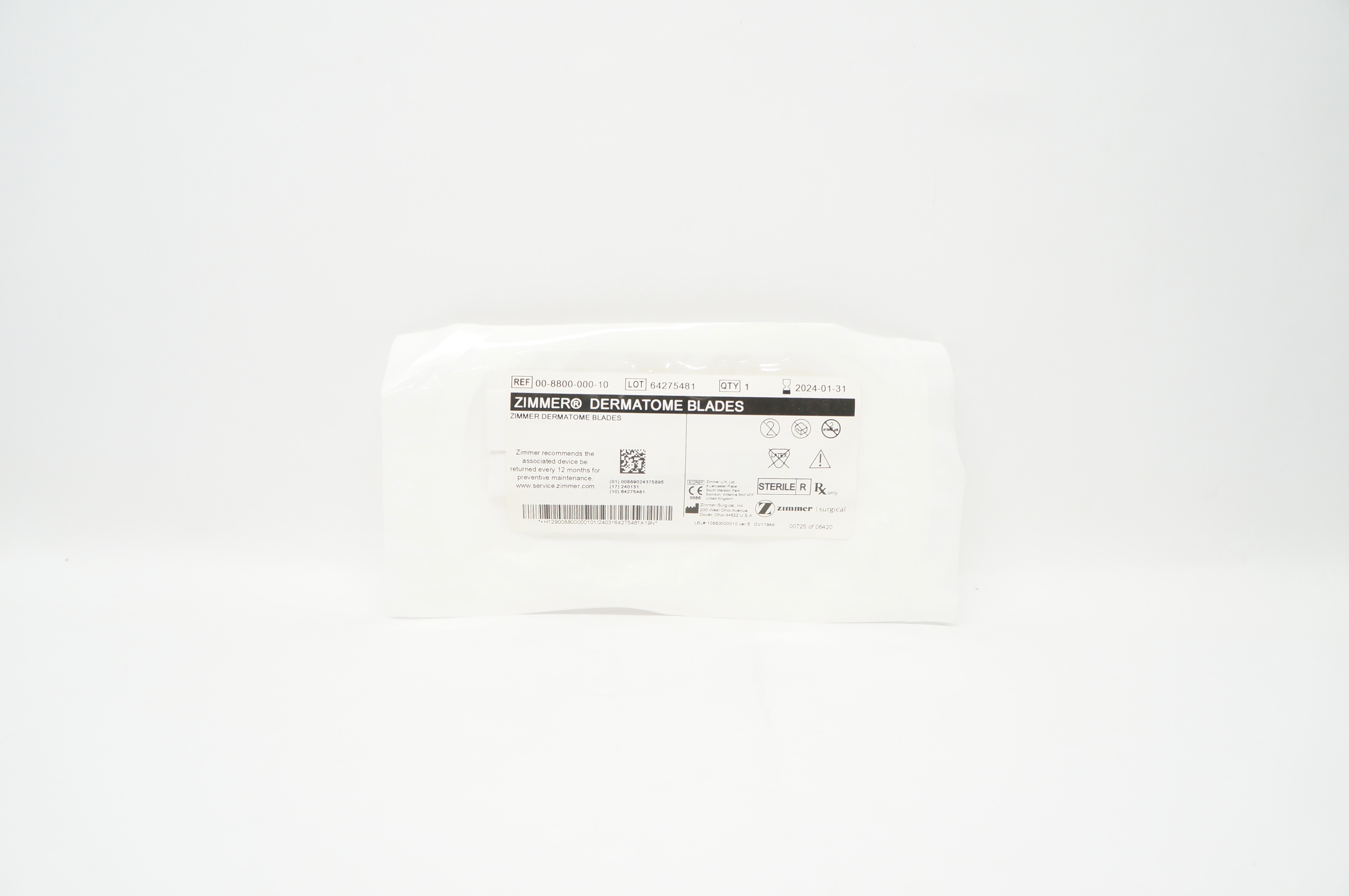 Zimmer 00-8800-000-10 Dermatome Blades