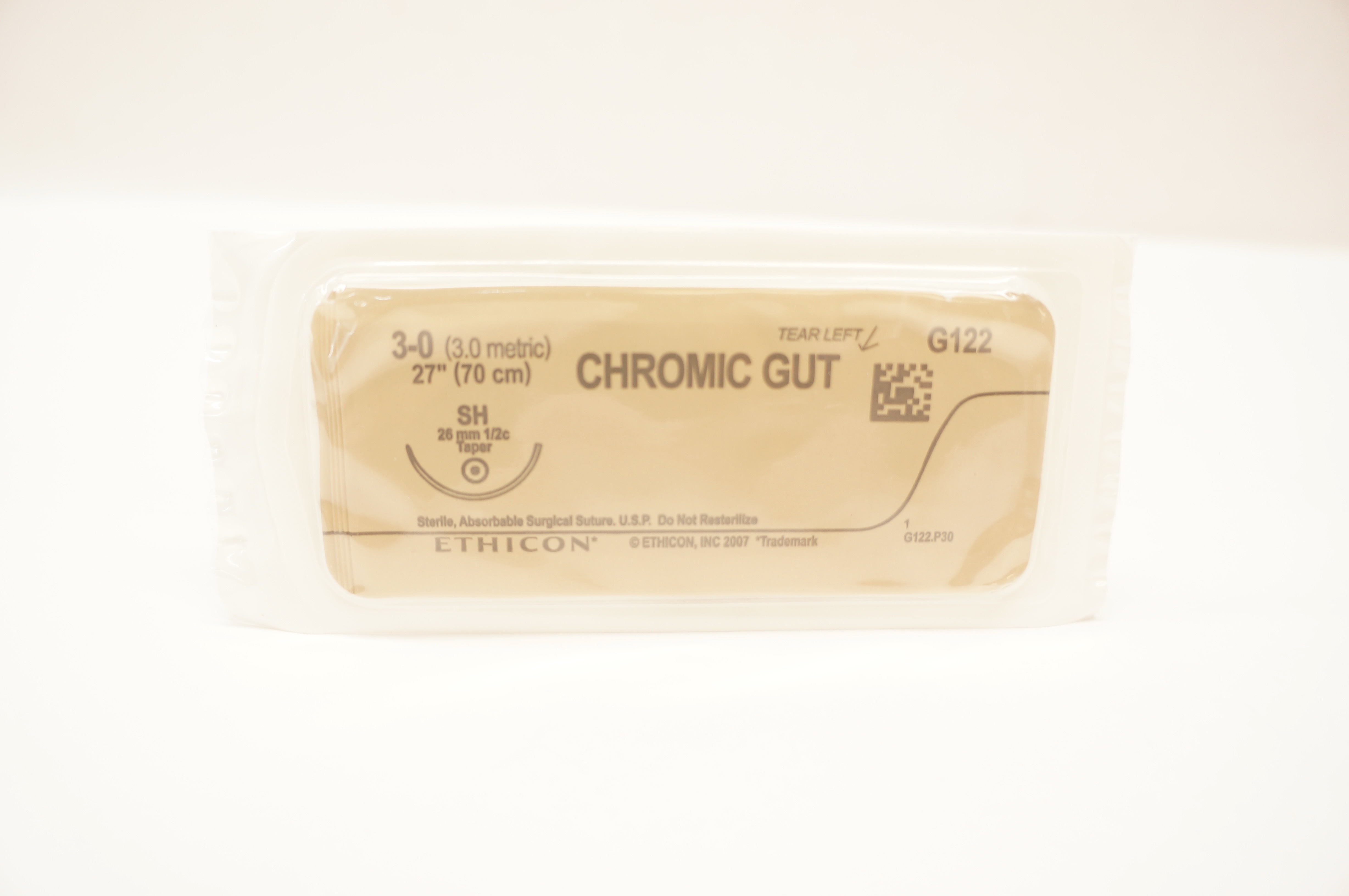 Ethicon G122 3-0 Chromic Gut Surgical Stre SH 26mm 1/2c Taper, 27inch
