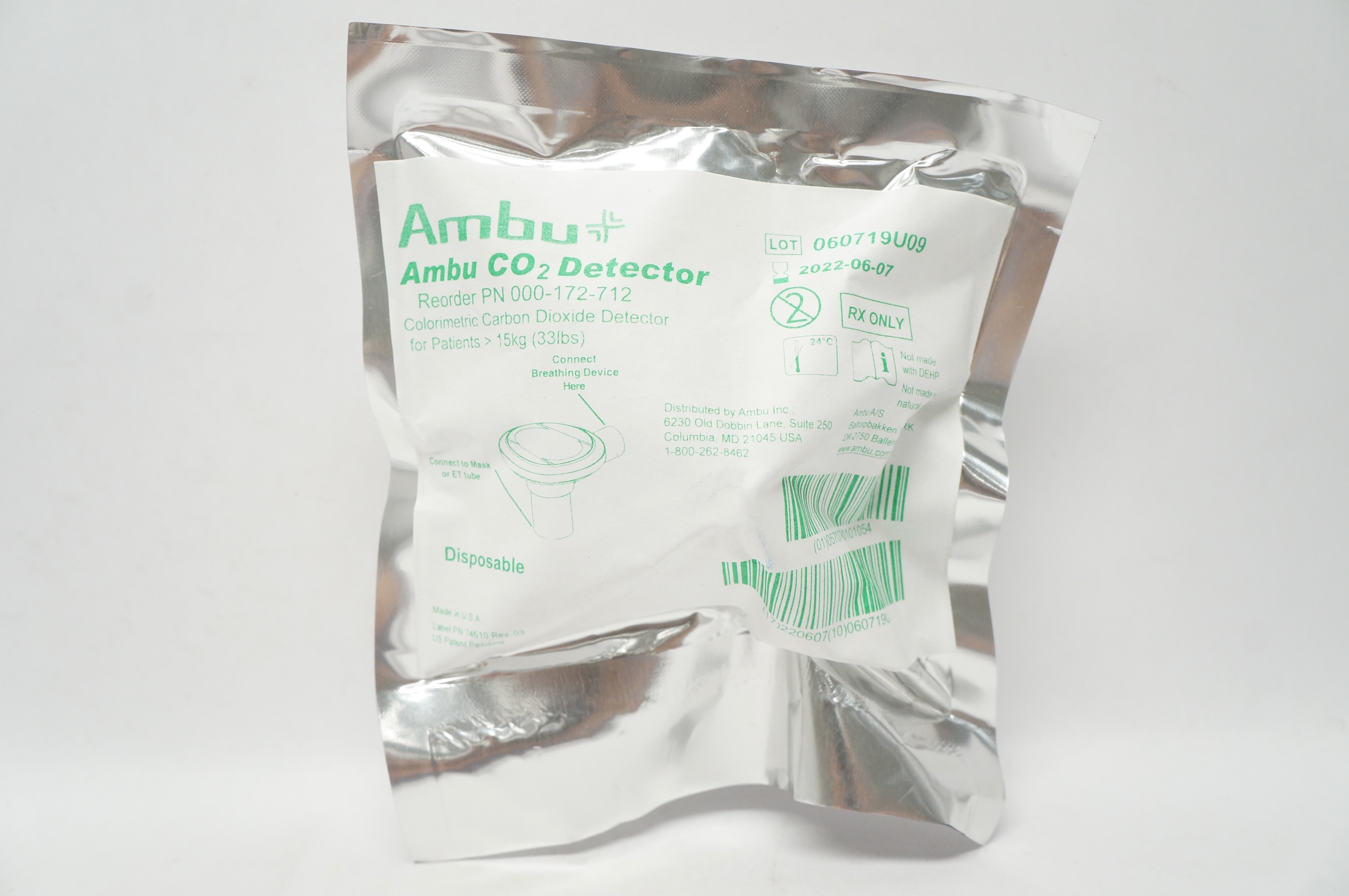 AMBU PN 000-172-712 Colorimetric Carbon Dioxide CO2 Detector > 33lbs (x)